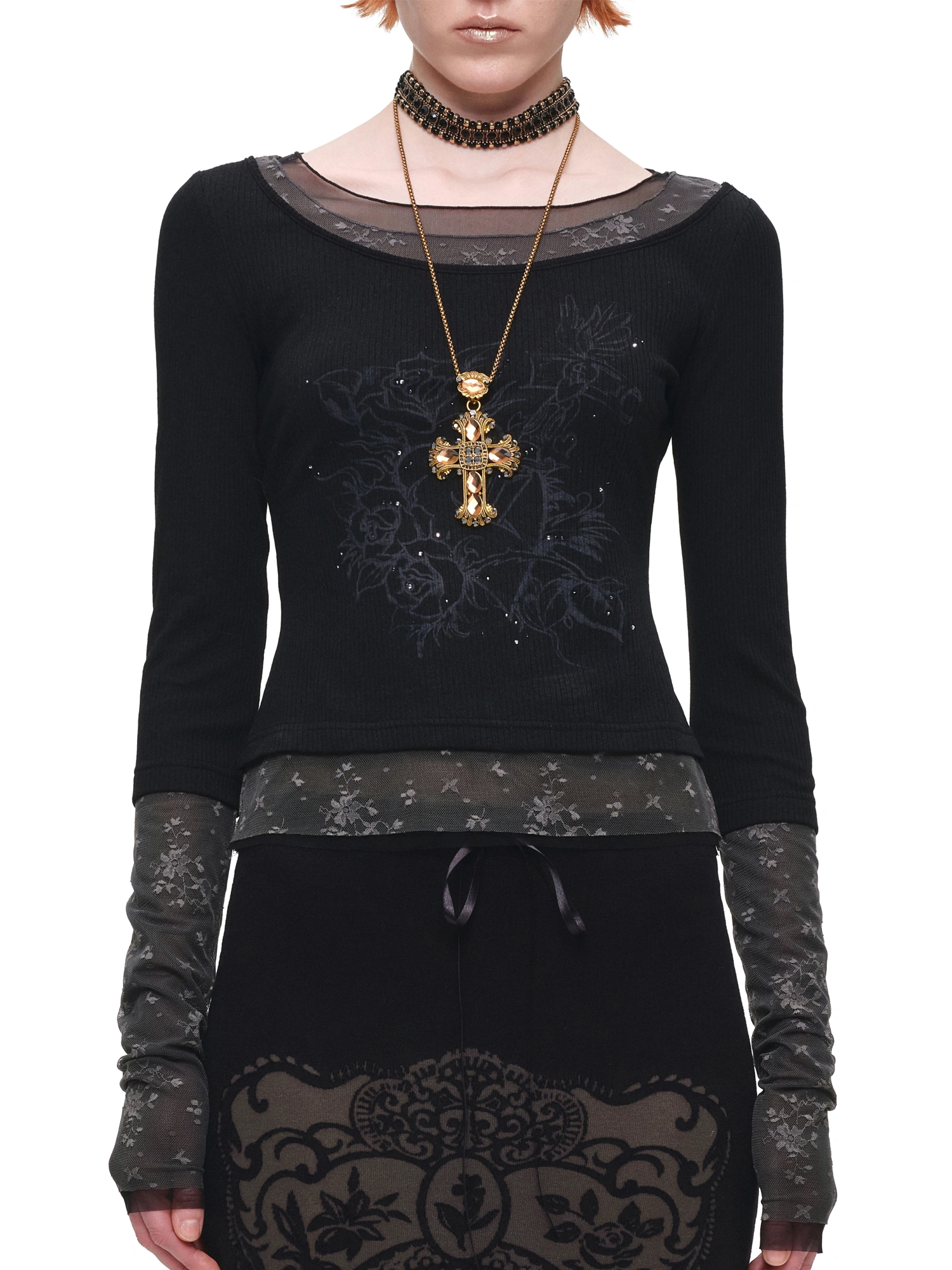 1Jinn Studio American Vintage Layered Lace Sleeve Top | Canton Collective