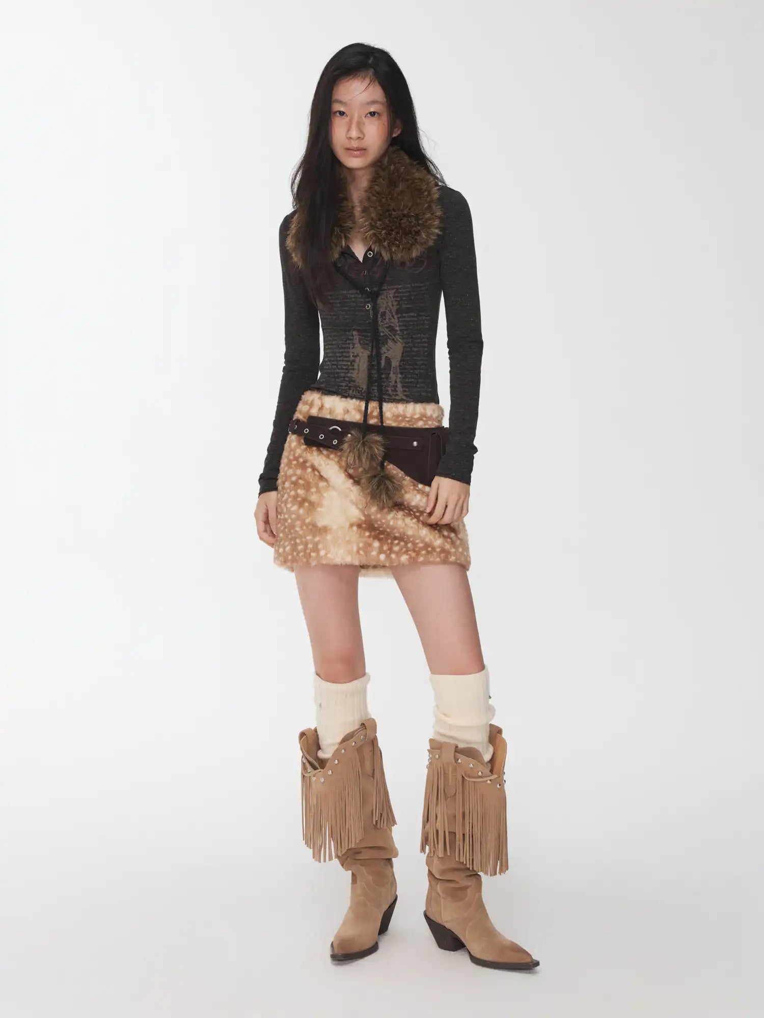 1Jinn Studio Animal Print Henley Top | Canton Collective