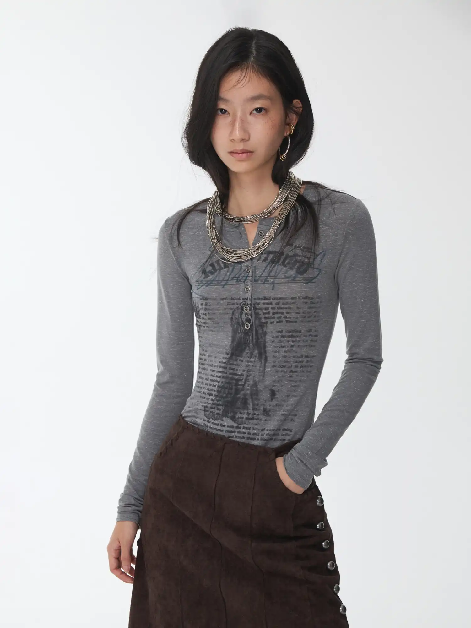 1Jinn Studio Animal Print Henley Top | Canton Collective