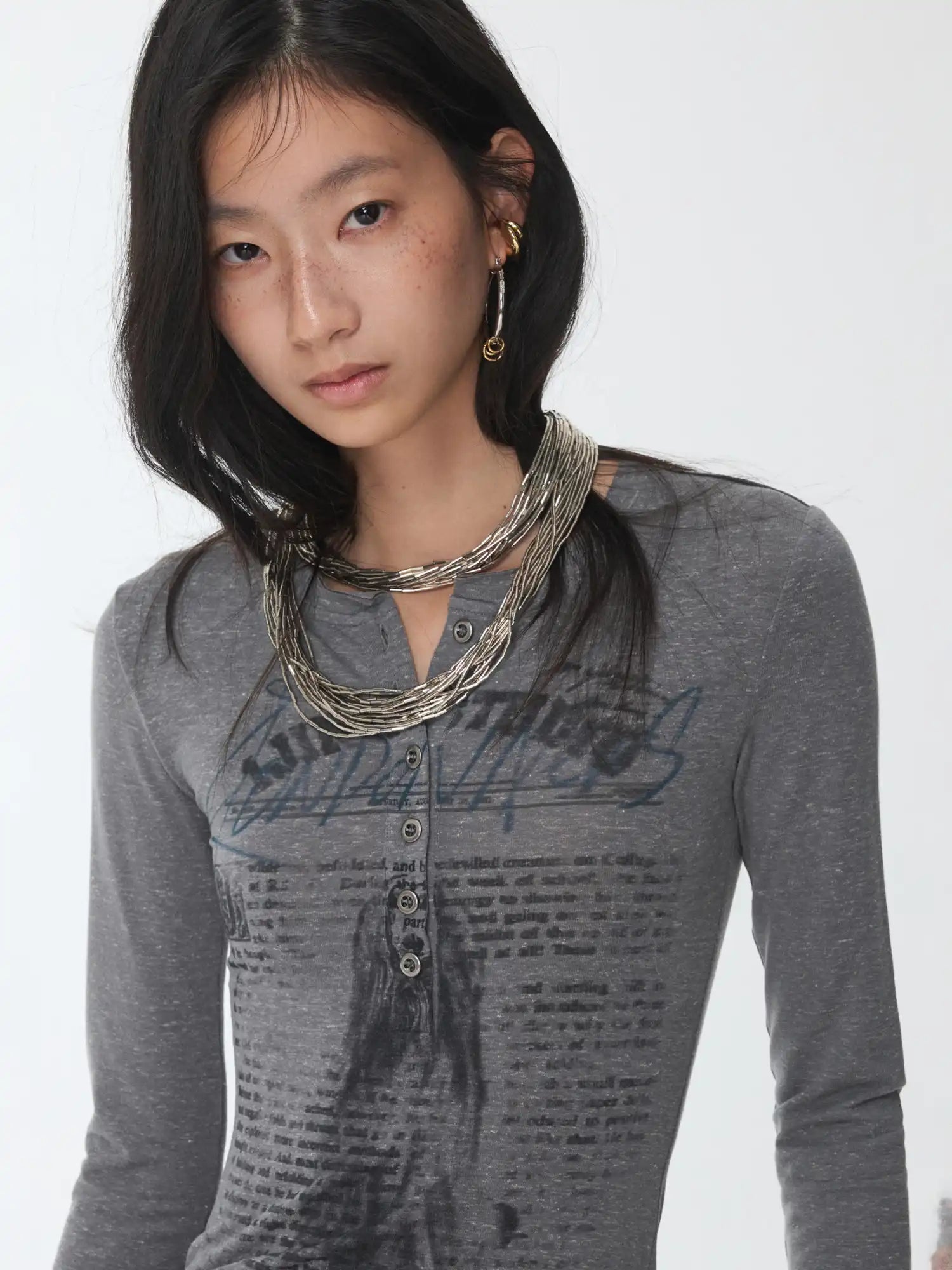 1Jinn Studio Animal Print Henley Top | Canton Collective