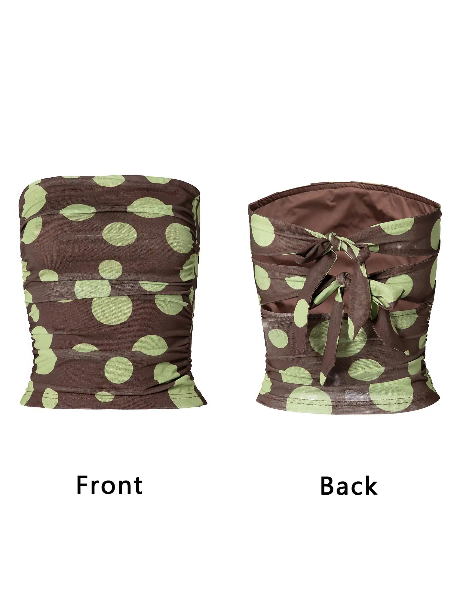 CantonCollective Design Apple Green Polka Dots Tie Back Tube Top | Canton Collective