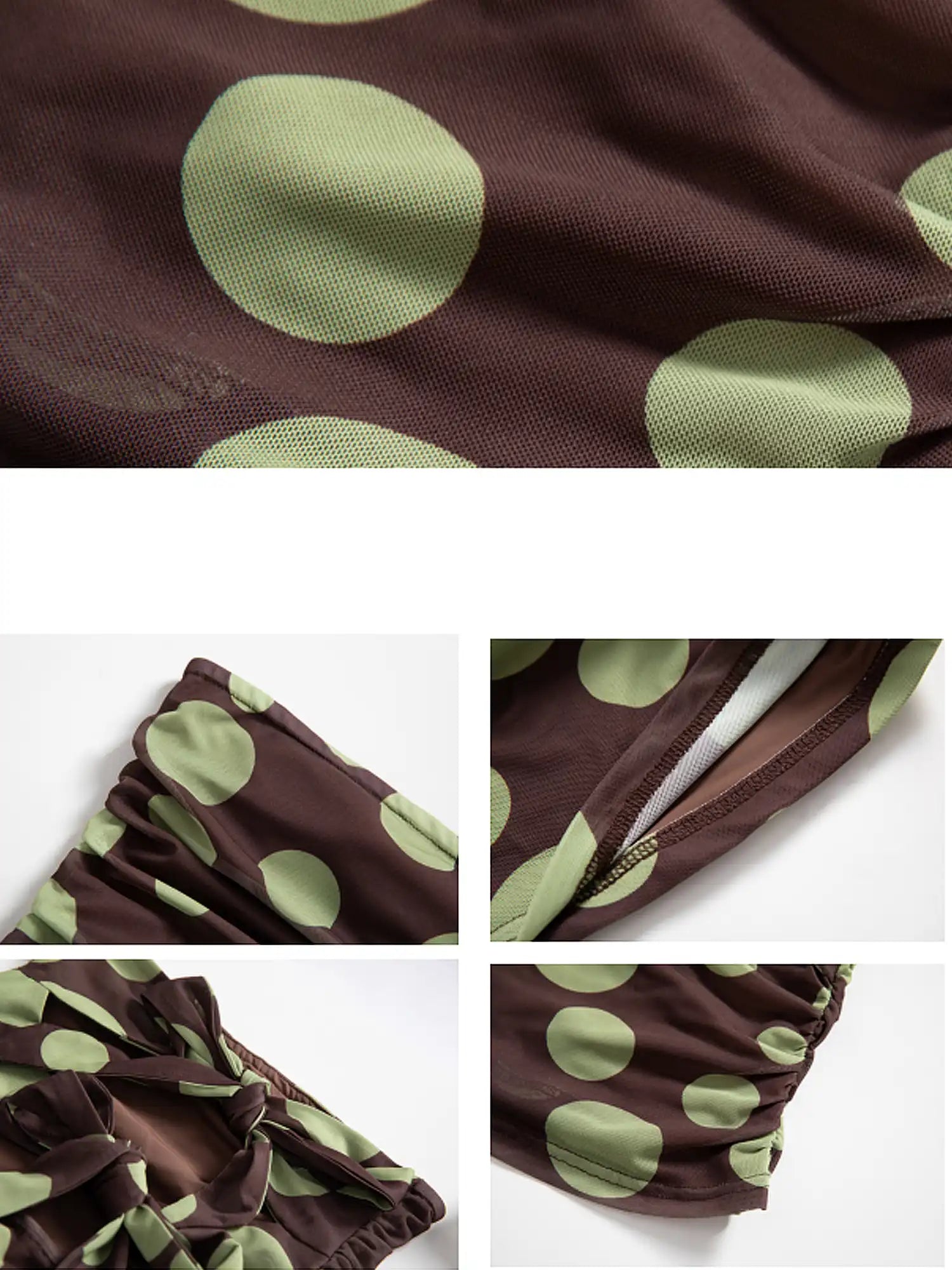 CantonCollective Design Apple Green Polka Dots Tie Back Tube Top | Canton Collective