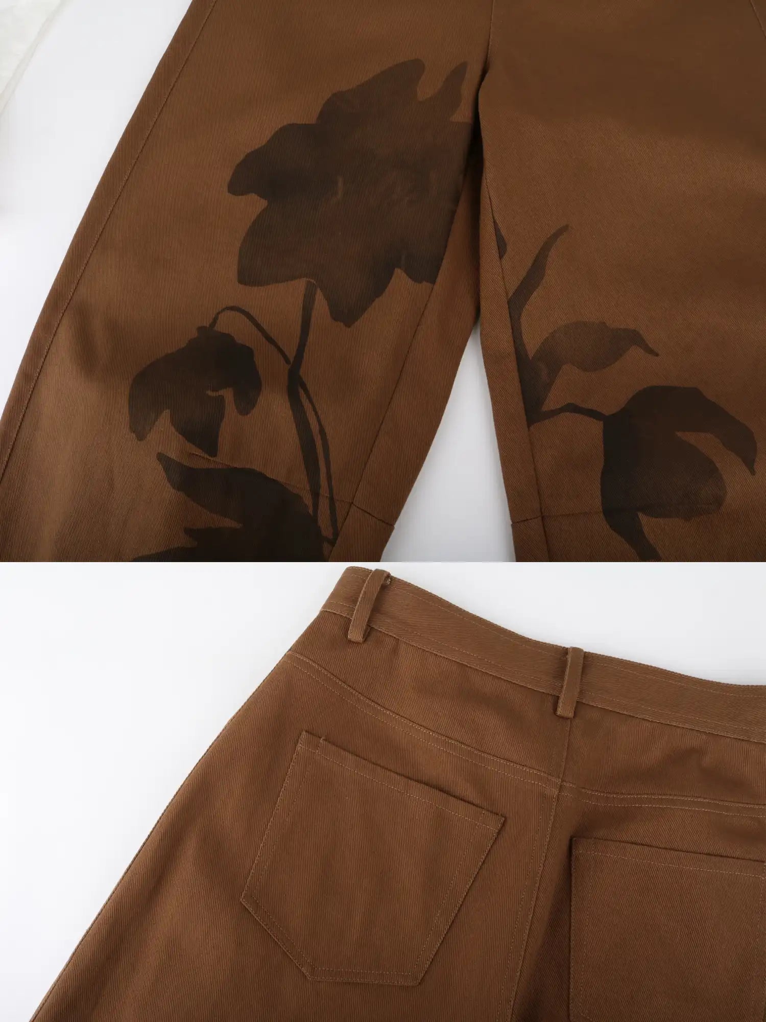 CantonCollective Design Artisan Washed Straight Jeans With Vintage Floral Sketch Print | Canton Collective