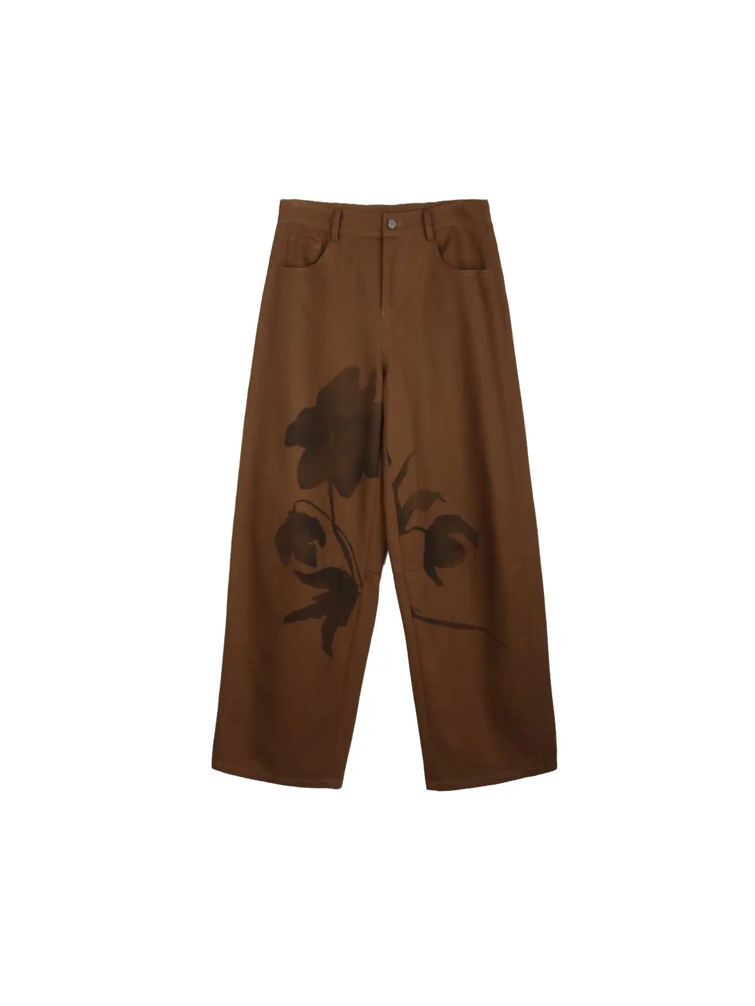 CantonCollective Design Artisan Washed Straight Jeans With Vintage Floral Sketch Print | Canton Collective