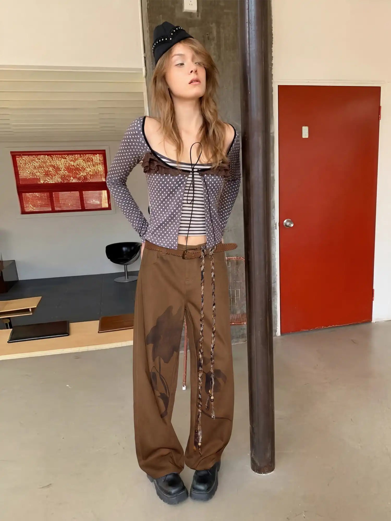 CantonCollective Design Artisan Washed Straight Jeans With Vintage Floral Sketch Print | Canton Collective