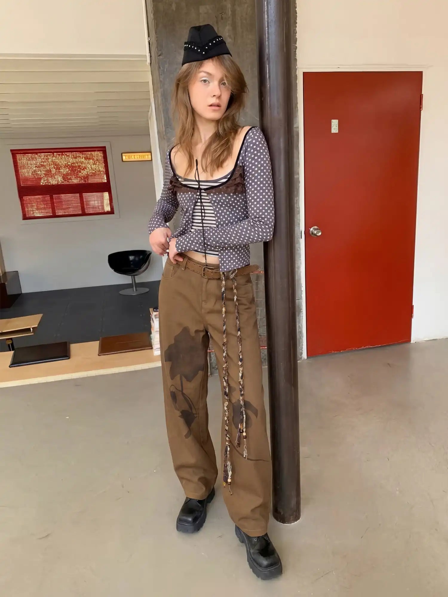 CantonCollective Design Artisan Washed Straight Jeans With Vintage Floral Sketch Print | Canton Collective