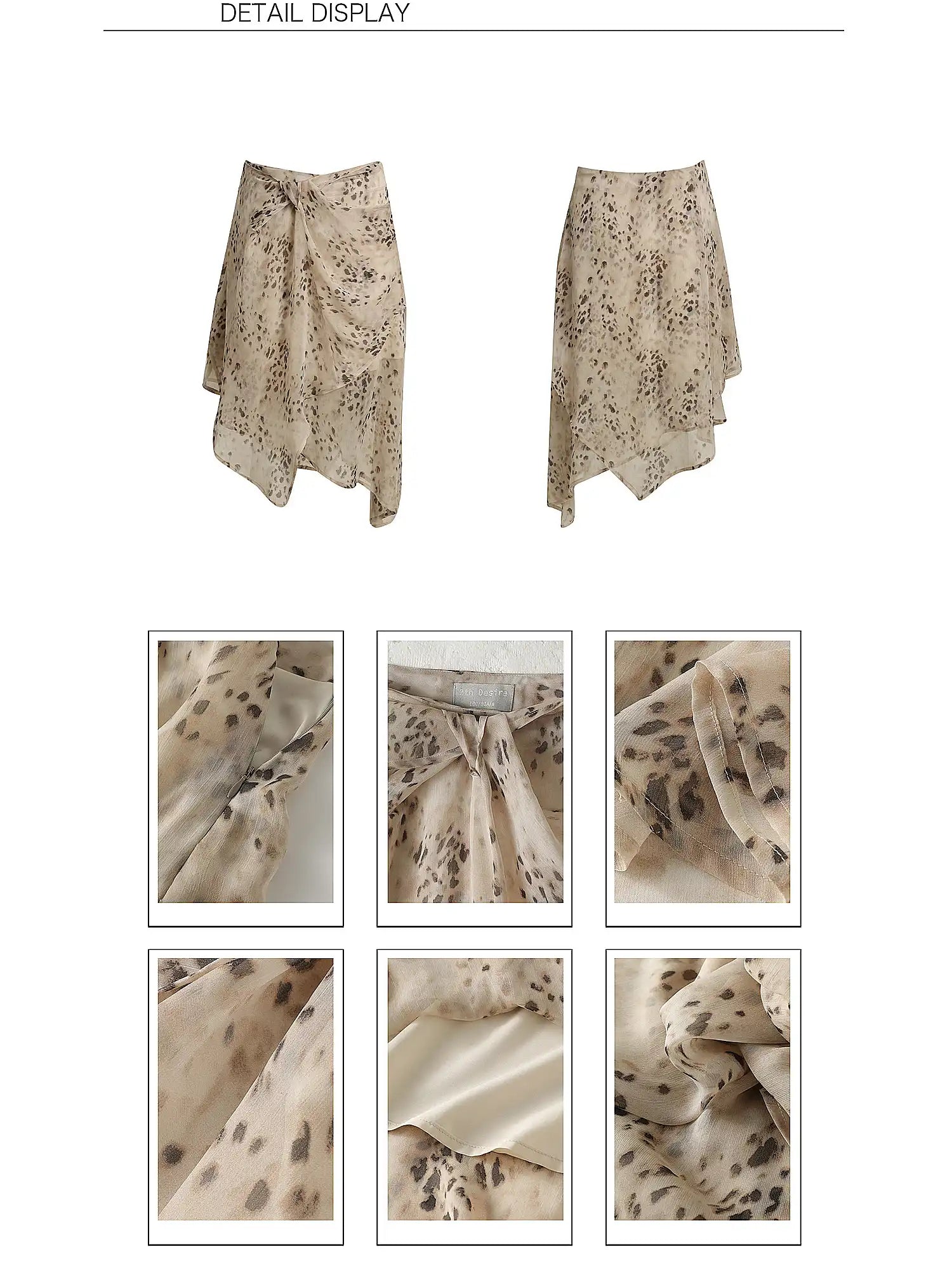 2th Desire Asymmetric Bias Cut Sheer Skirt Faded Leopard | Canton Collective