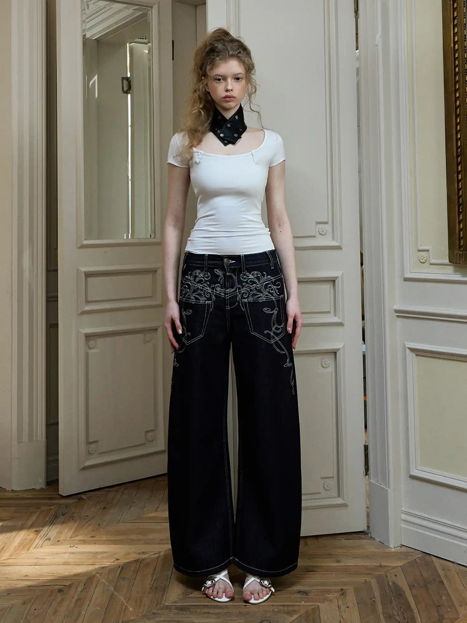 Deleteex Asymmetric Button Accent Fitted Stretch Short-Sleeve U-Neck Tee | Canton Collective