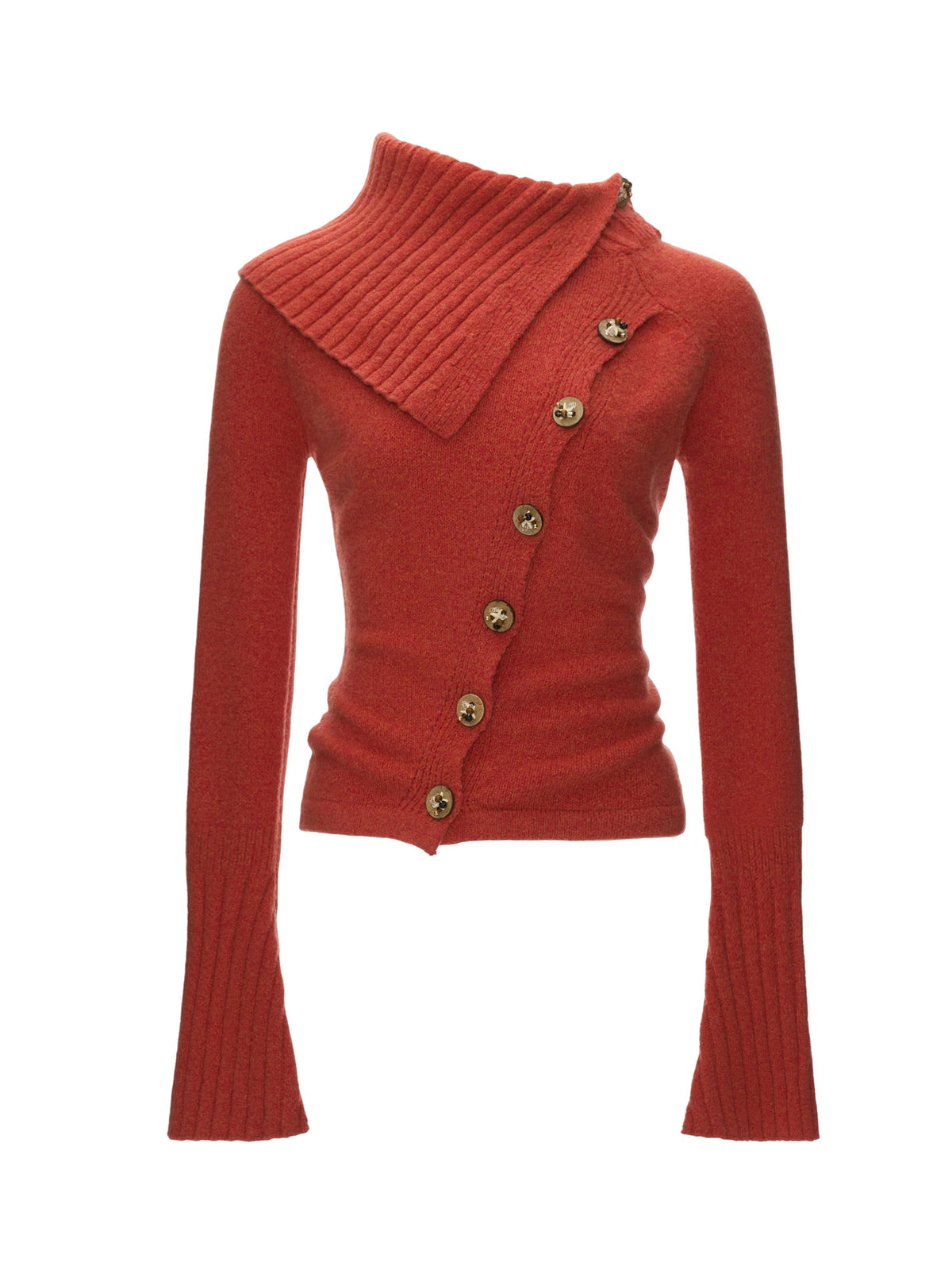 MAMC Asymmetric Button Fold Over Knit Cardigan | Canton Collective
