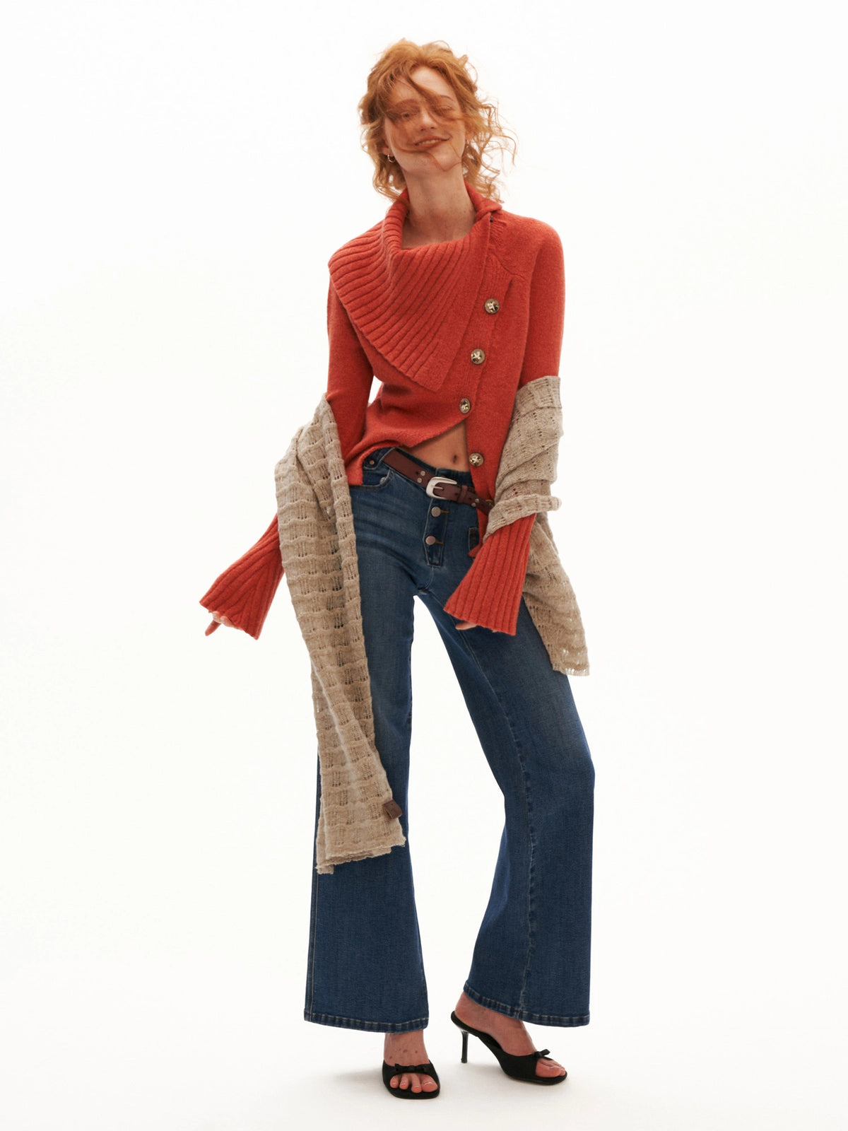 MAMC Asymmetric Button Fold Over Knit Cardigan | Canton Collective