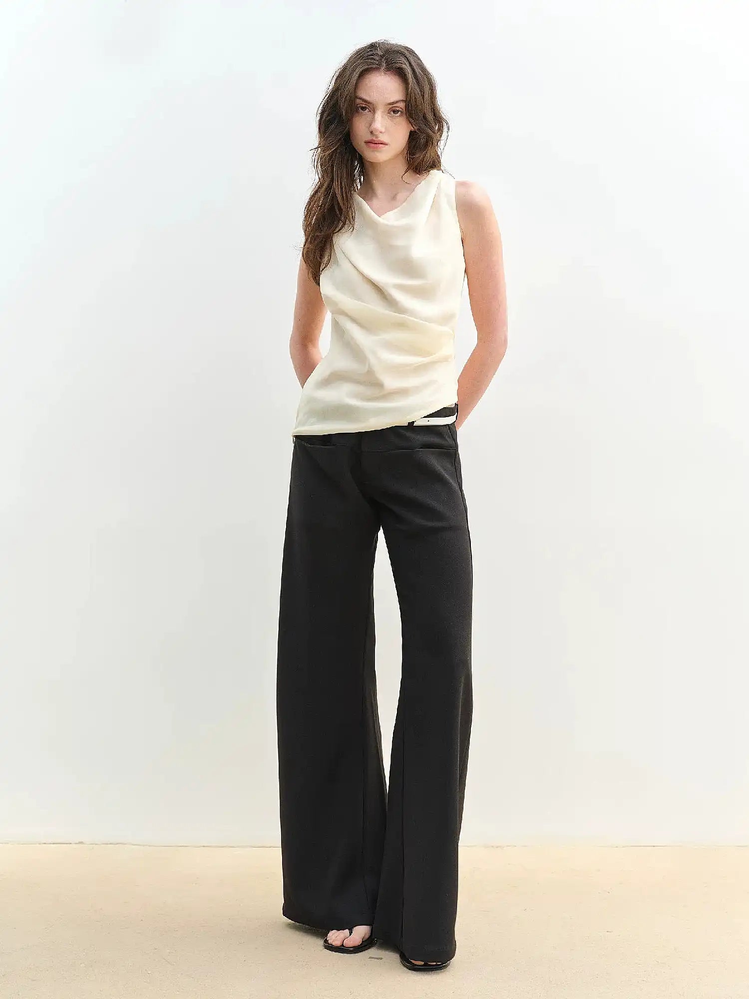 Muse Naps Asymmetric Cowl Neck Draped Tank Top | Canton Collective