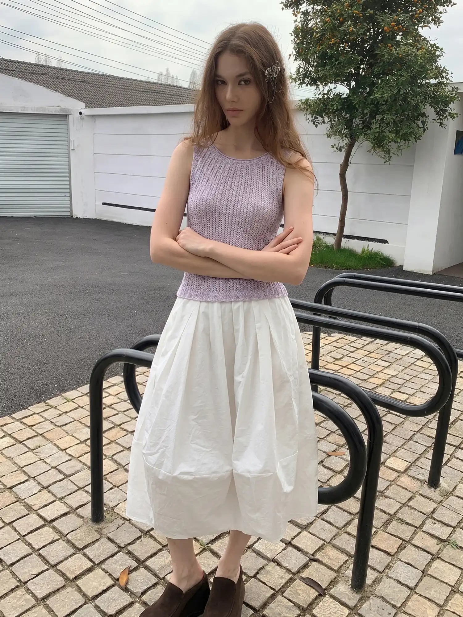 CantonCollective Design Asymmetric Hem Midi Bubble Skirt | Canton Collective