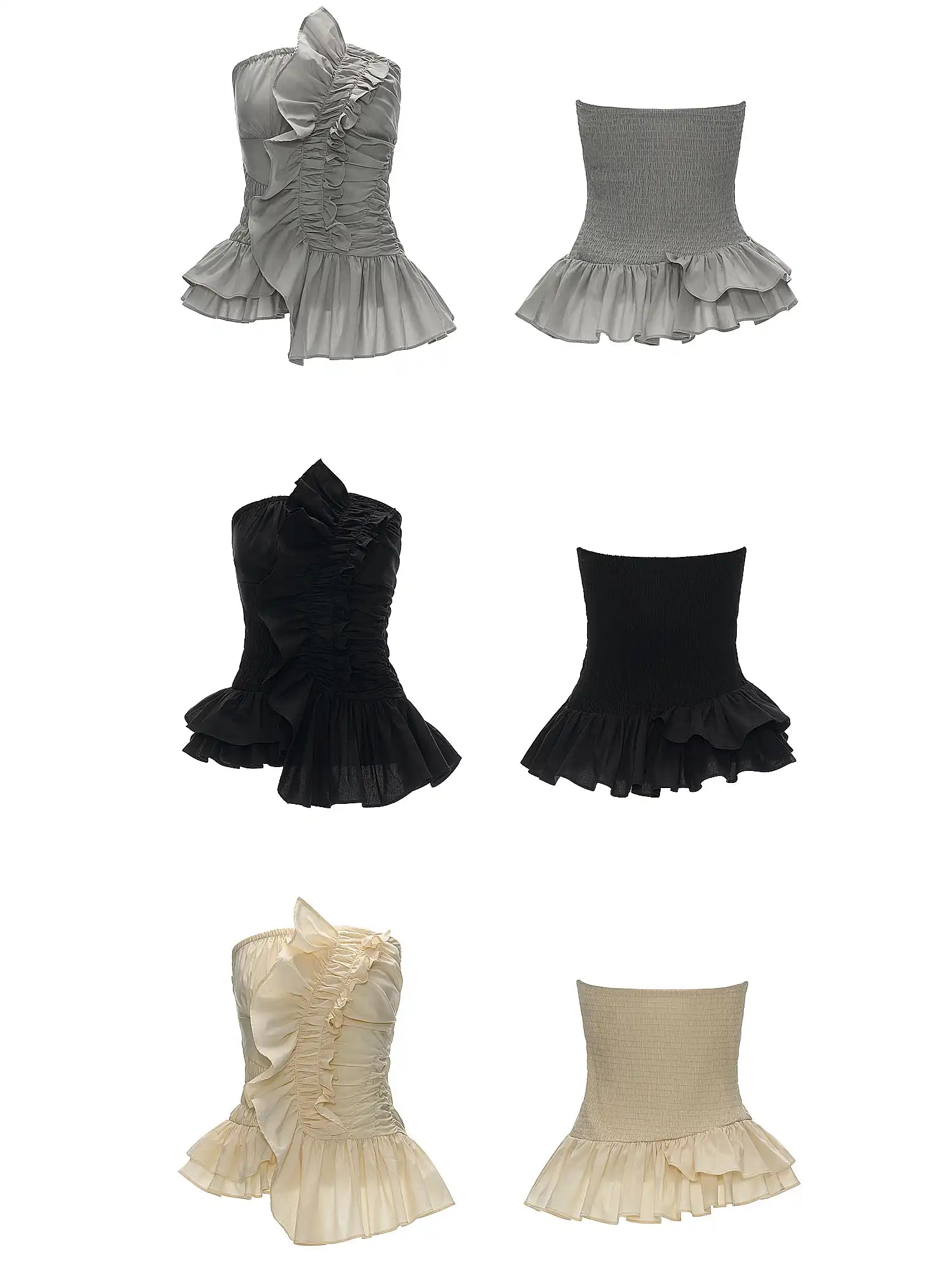 MAMC Asymmetric Ruched Strapless Bustier Top | Canton Collective