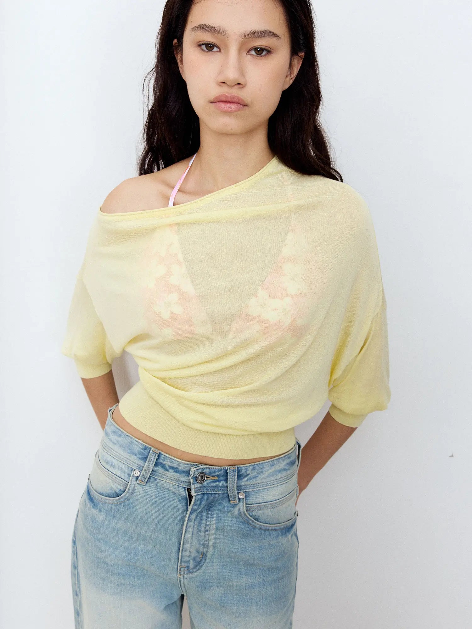 FIRST FLOOR Asymmetric Sheer Knit Top | Canton Collective