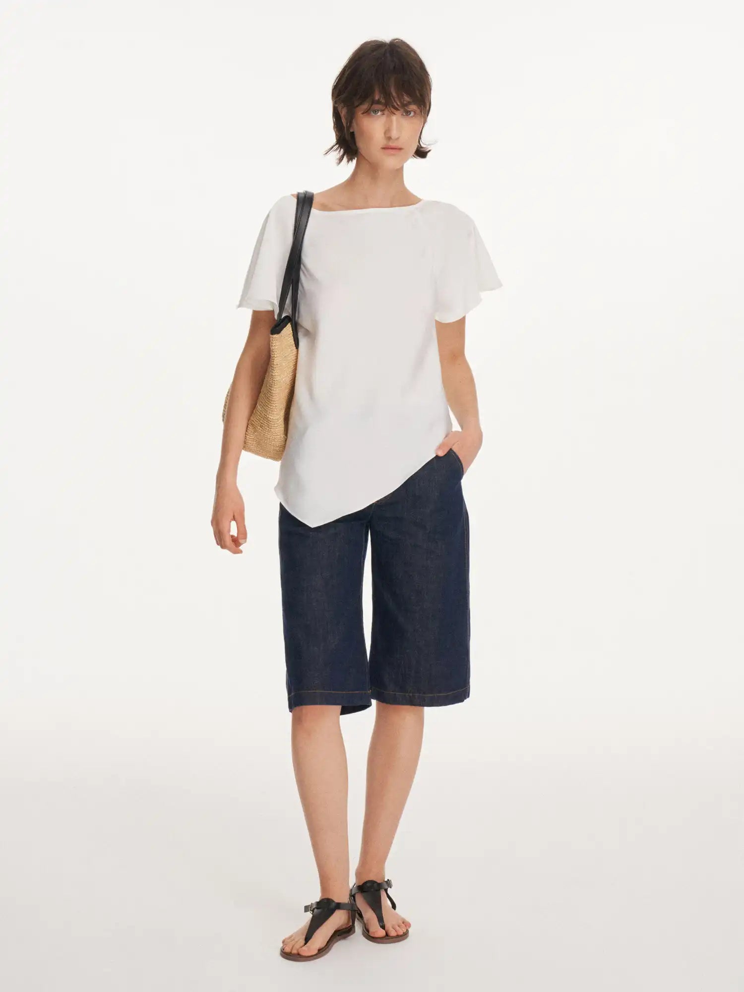 First Floor Asymmetrical Satin-Feel Off Shoulder Draped Top | Canton Collective
