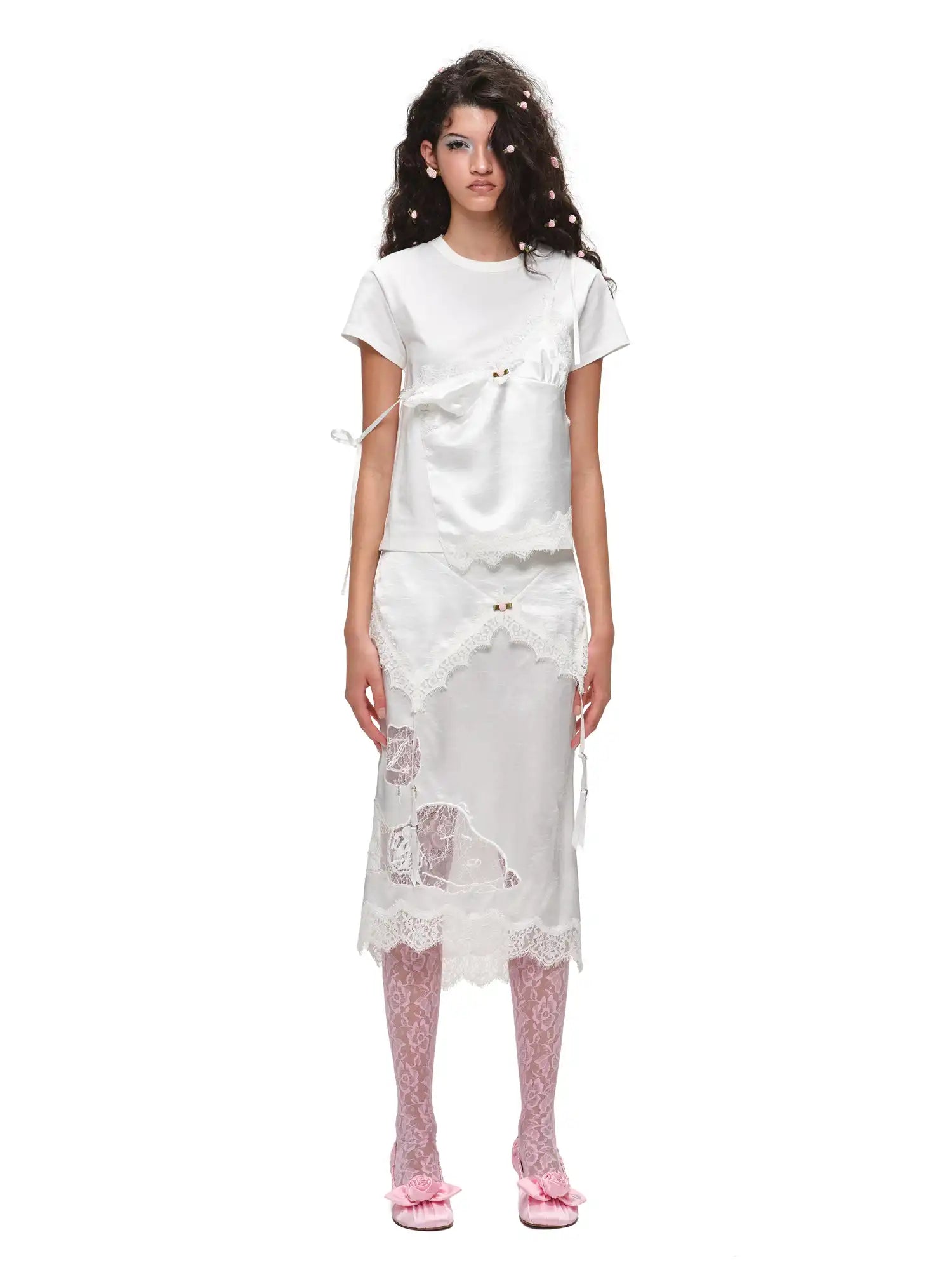 1Jinn Studio Asymmetrical Satin Lace Top | Canton Collective
