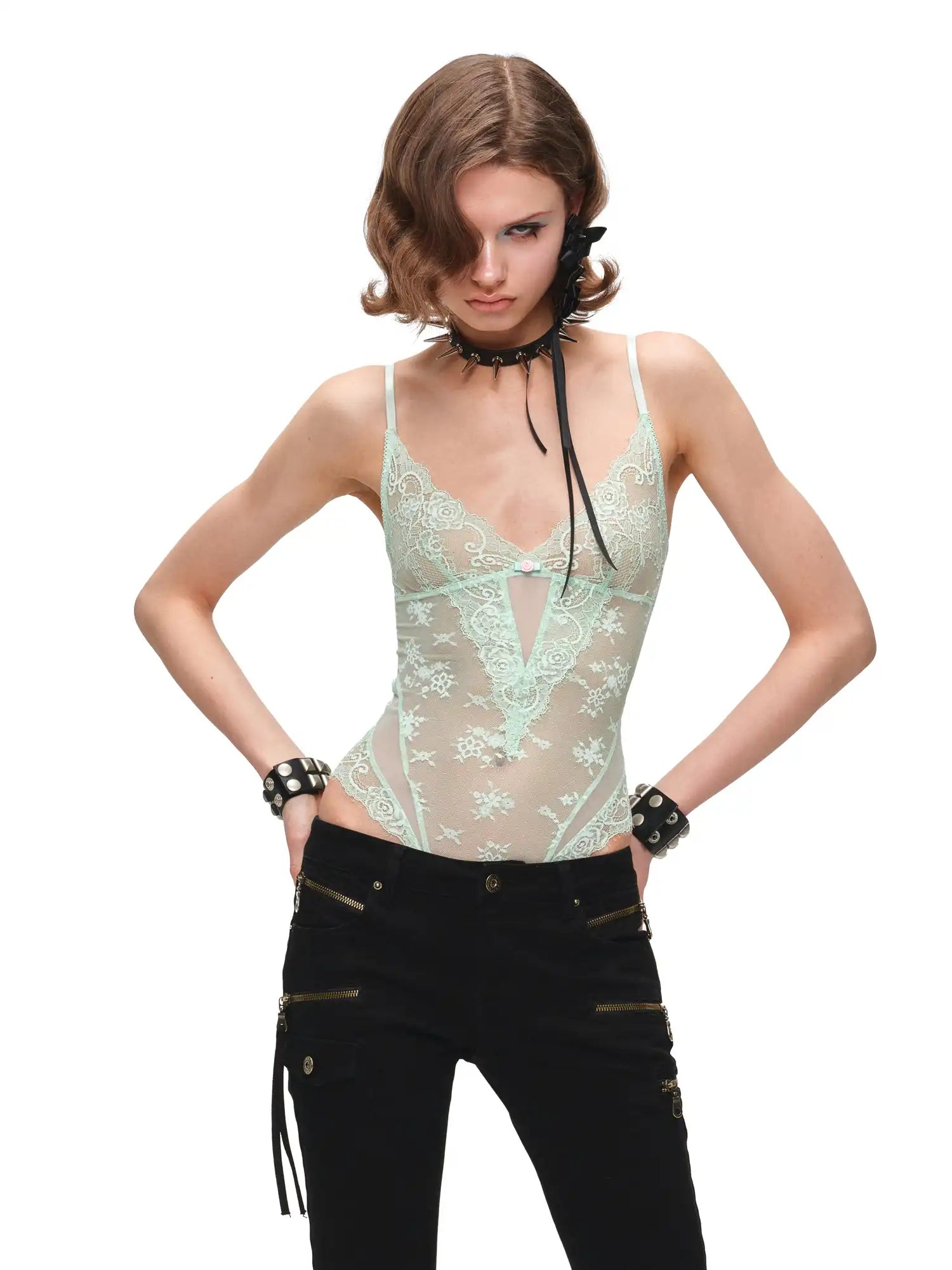 1Jinn Studio Balletcore Aesthetic Lace Bodysuit Top | Canton Collective