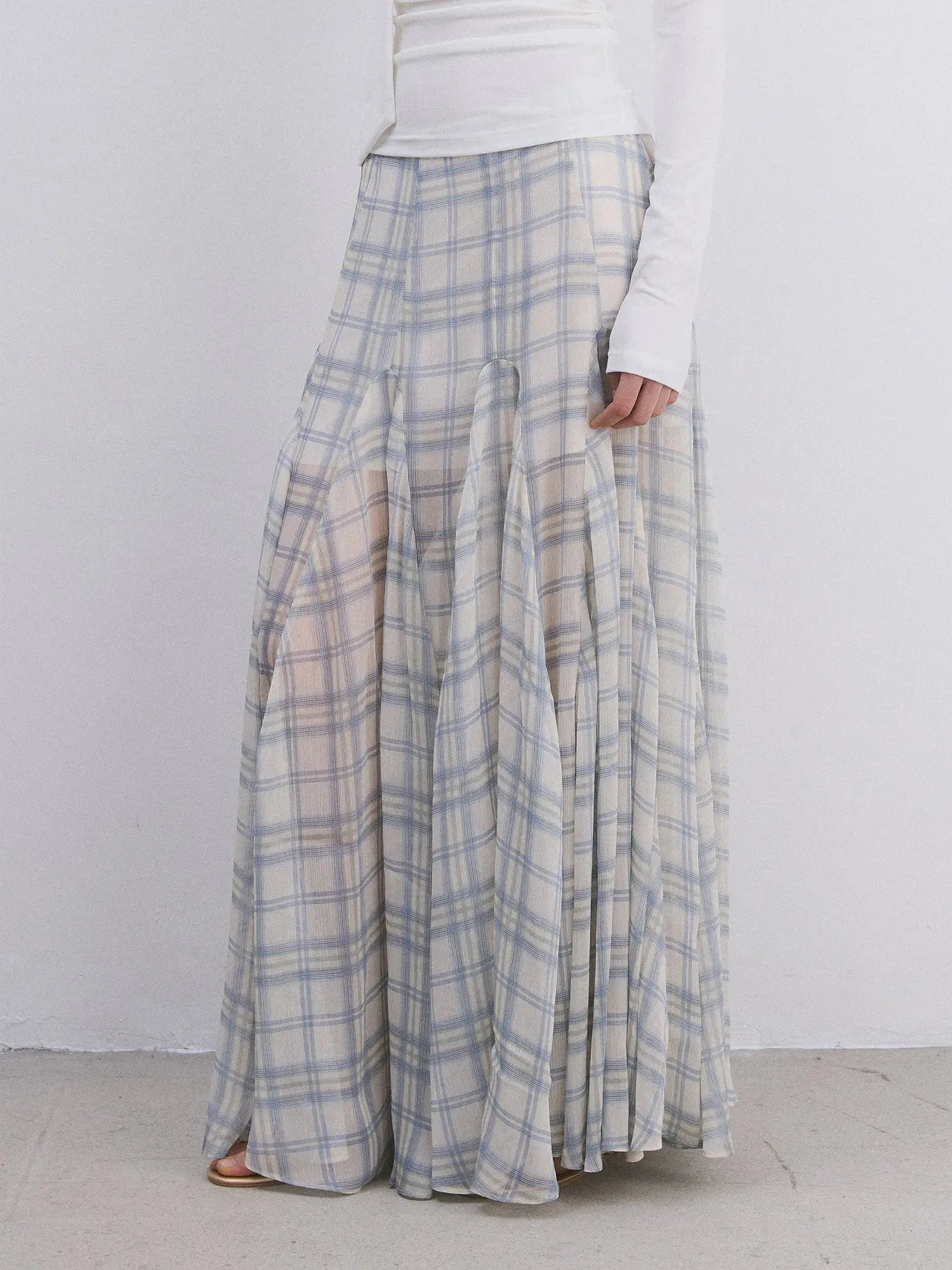 First Floor Balletcore Plaid Sheer Midi Skirt | Canton Collective