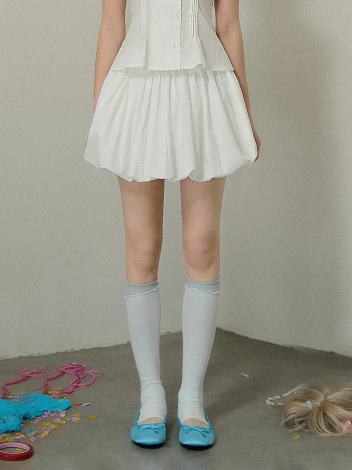 Deleteex Balletcore White Mini Bubble Skirt | Canton Collective