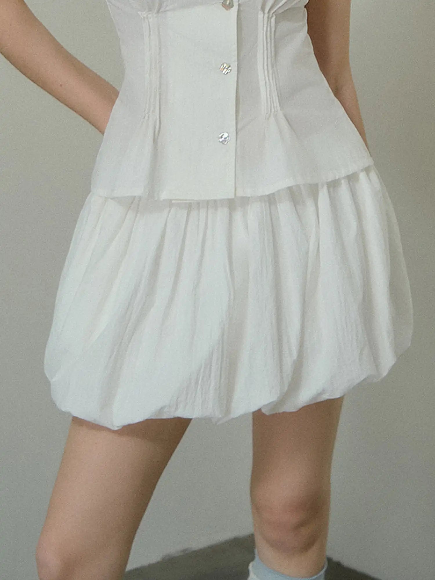 Deleteex Balletcore White Mini Bubble Skirt | Canton Collective