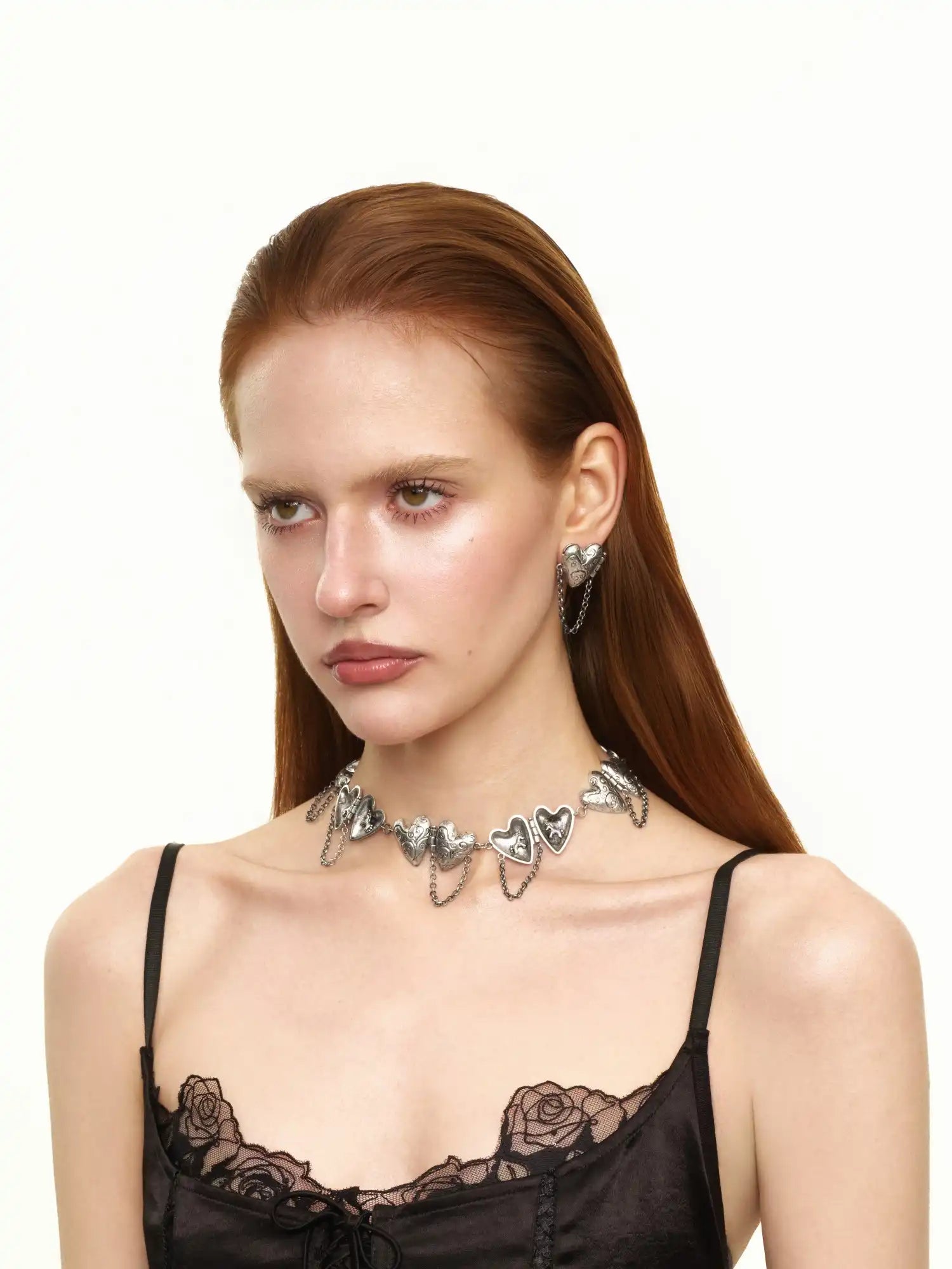 1Jinn M2M Baroque Scroll Heart Locket Choker Necklace | Canton Collective