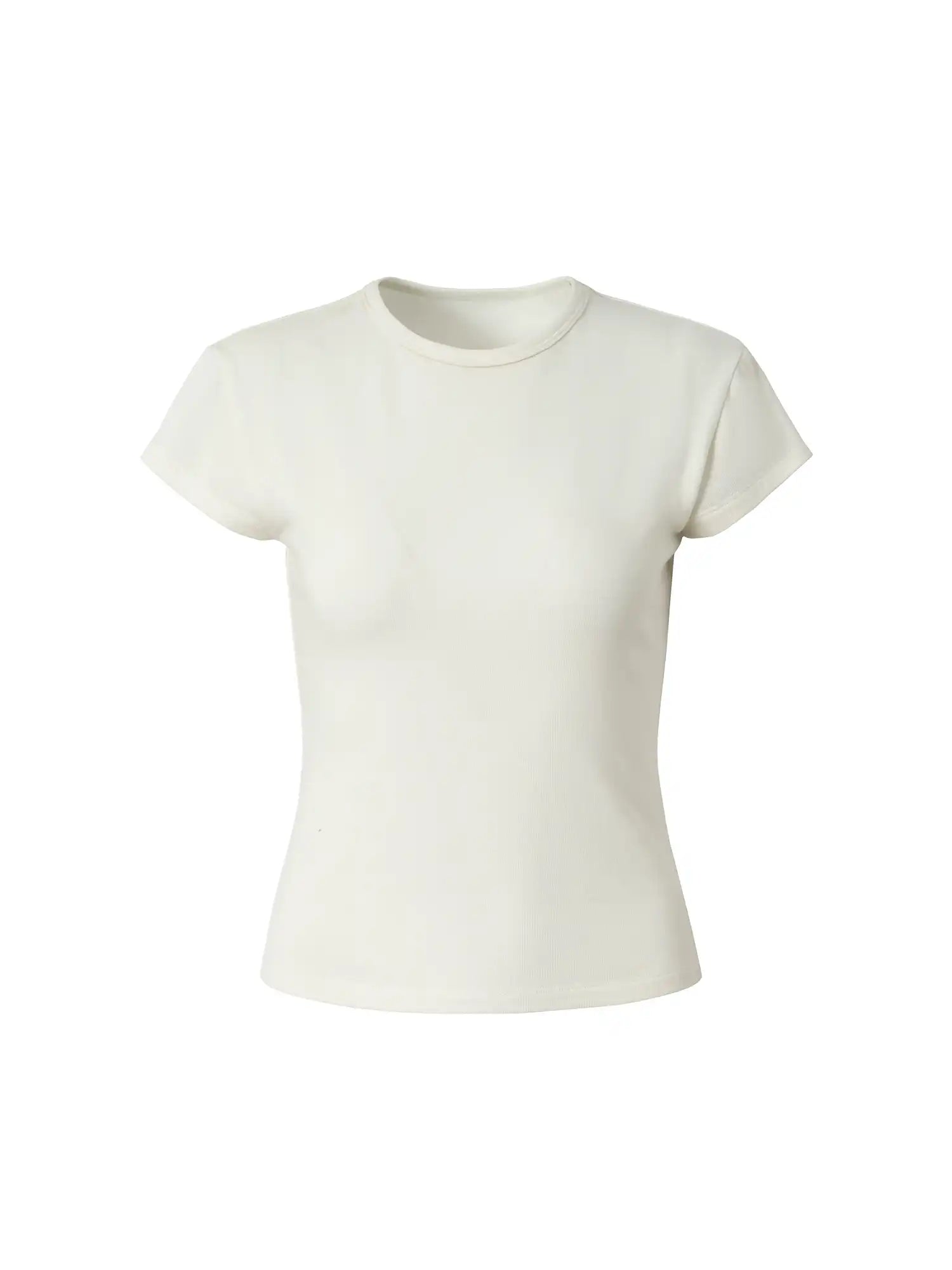 Basic Brushed Fitted Cropped T Shirt