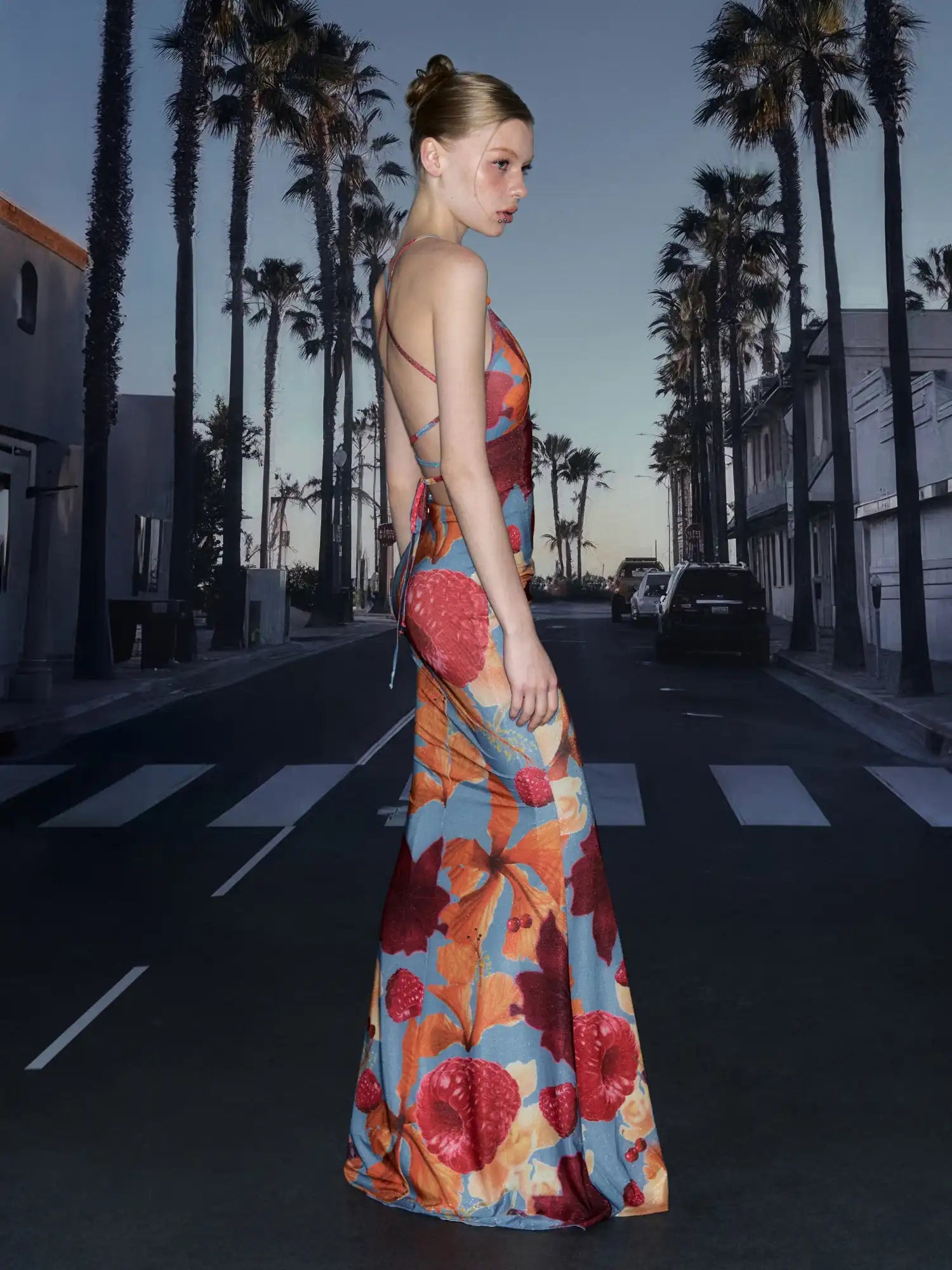 Deleteex Beaded Strap Tropical Hibiscus Long Dress | Canton Collective