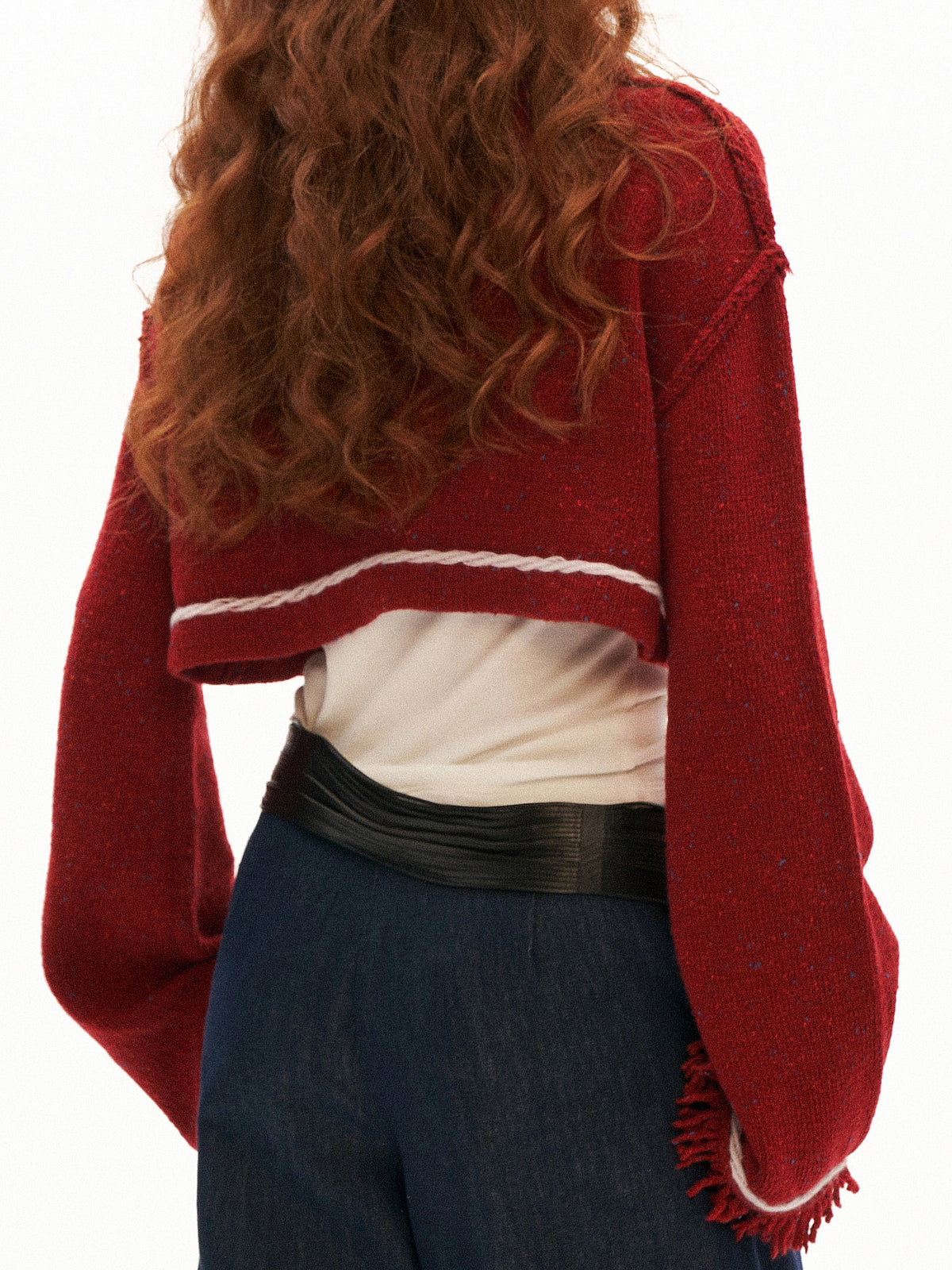 MAMC Bell Sleeve Cropped Fringe Cardigan Sweater | Canton Collective