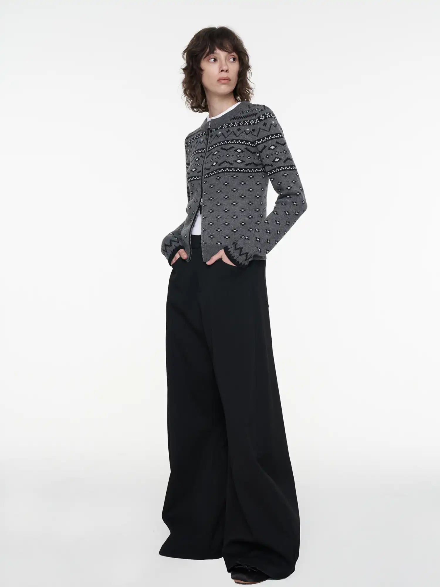 FIRST FLOOR Black Draped Low-Waist Wide-Leg Pants | Canton Collective