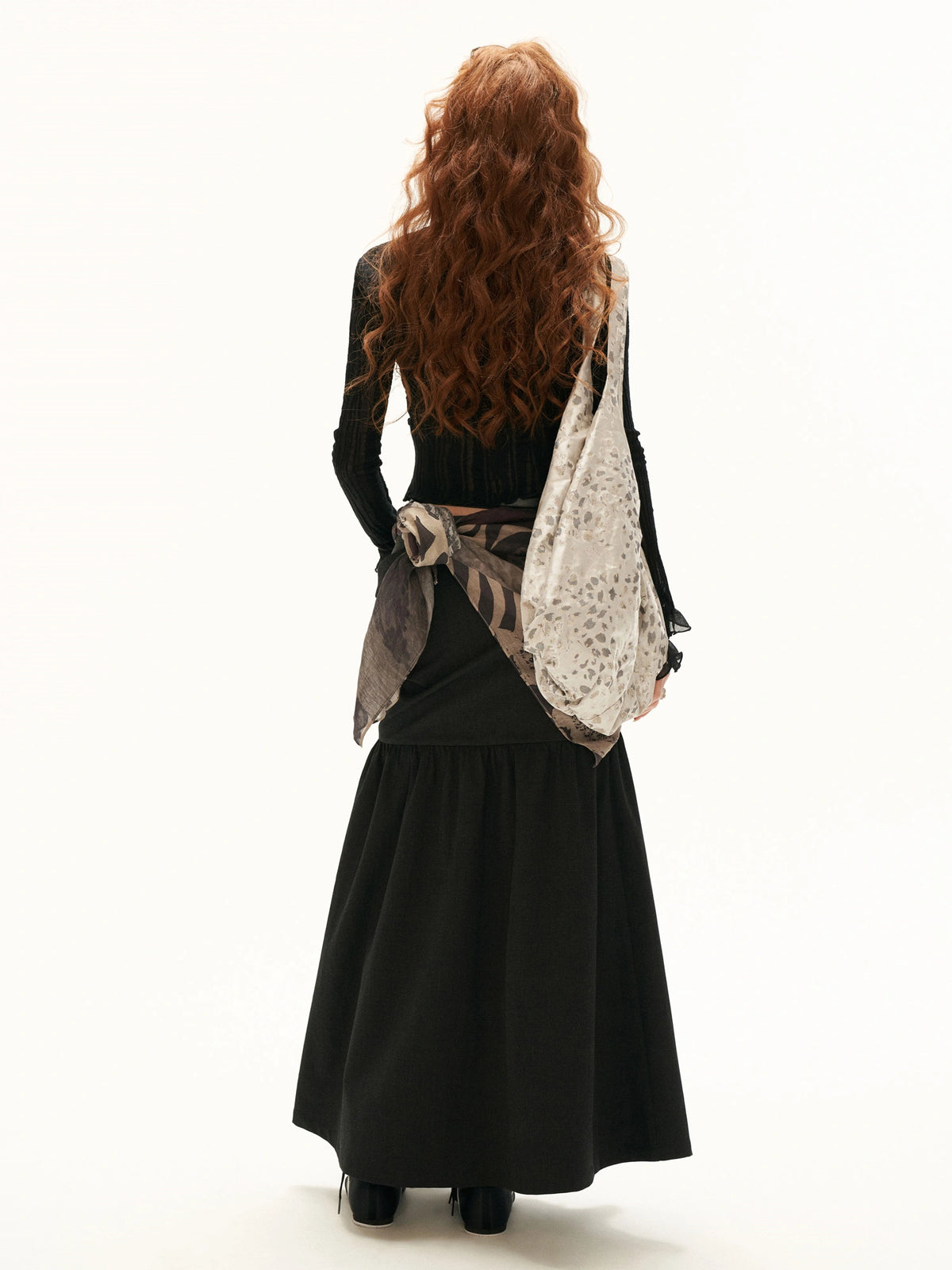 MAMC Black Fitted Wrap Bell Sleeve Top | Canton Collective