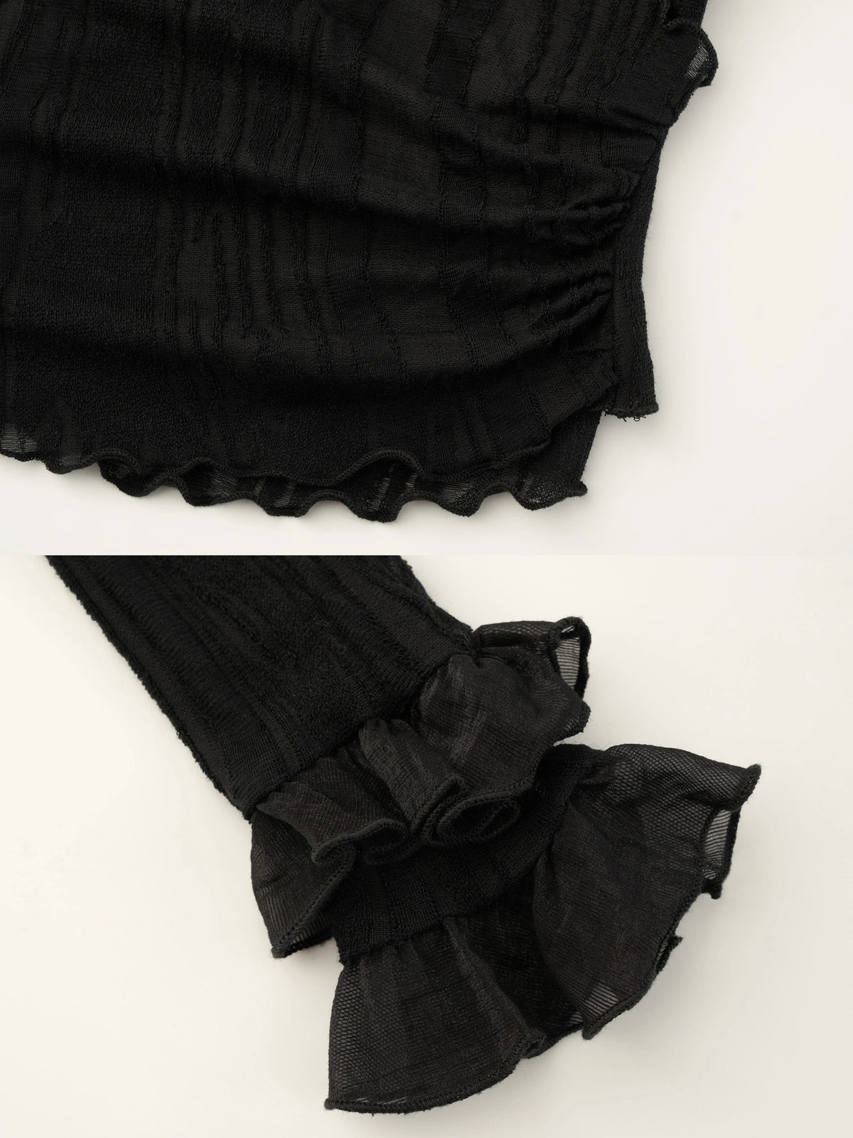MAMC Black Fitted Wrap Bell Sleeve Top | Canton Collective