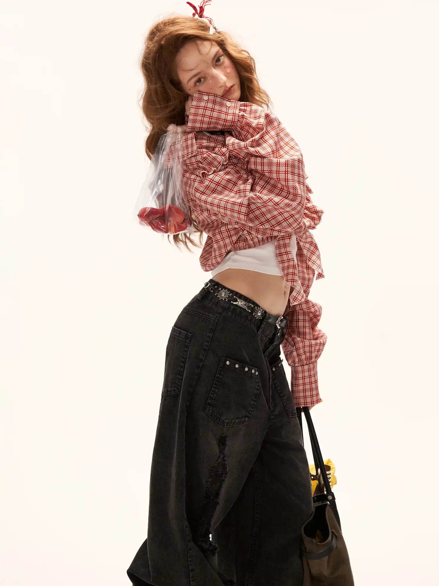MAMC Black Ripped Wide-Leg Cotton Denim Jeans | Canton Collective