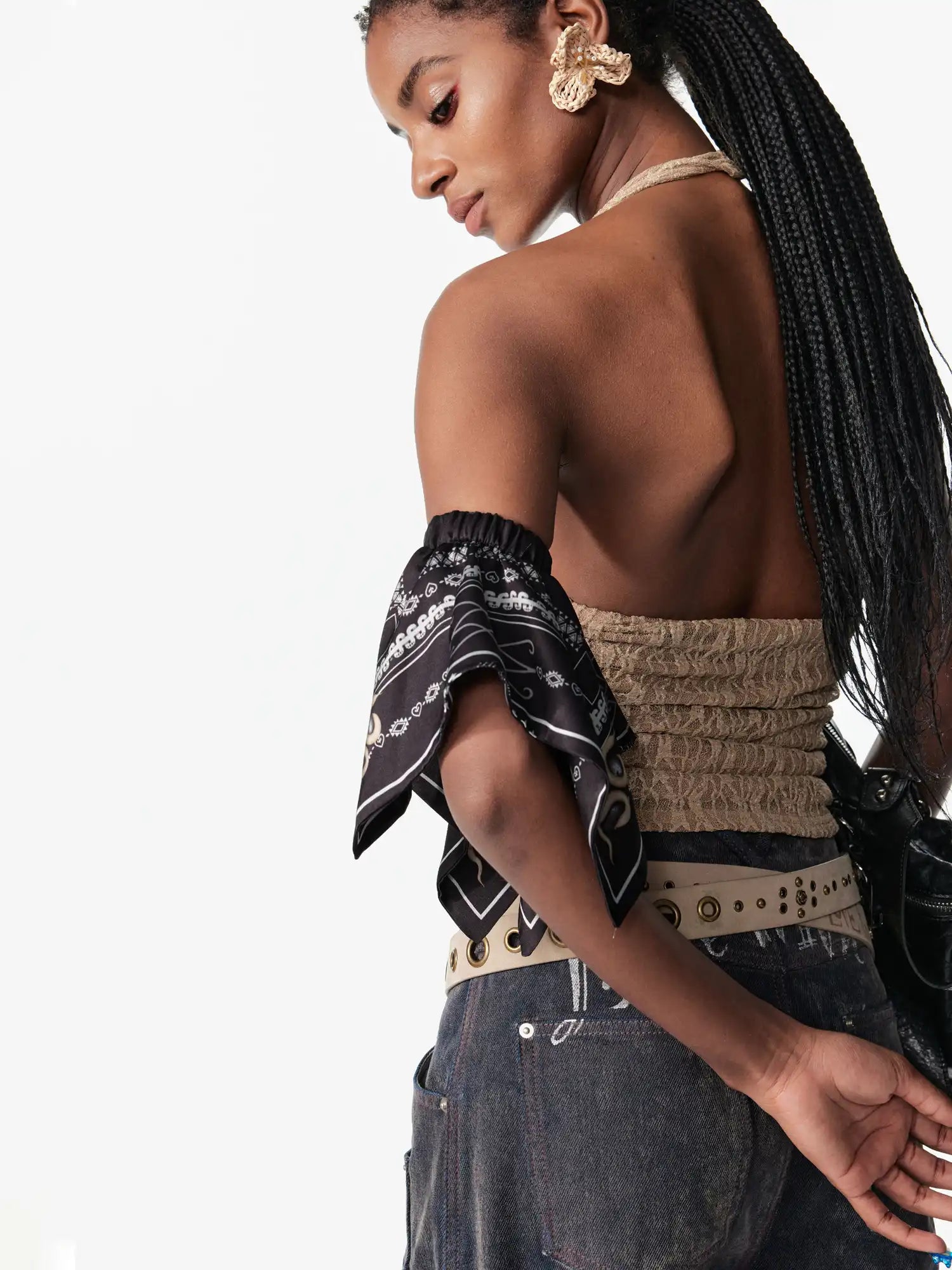 2th Desire Black Vintage Scarf Hair Scrunchie | Canton Collective