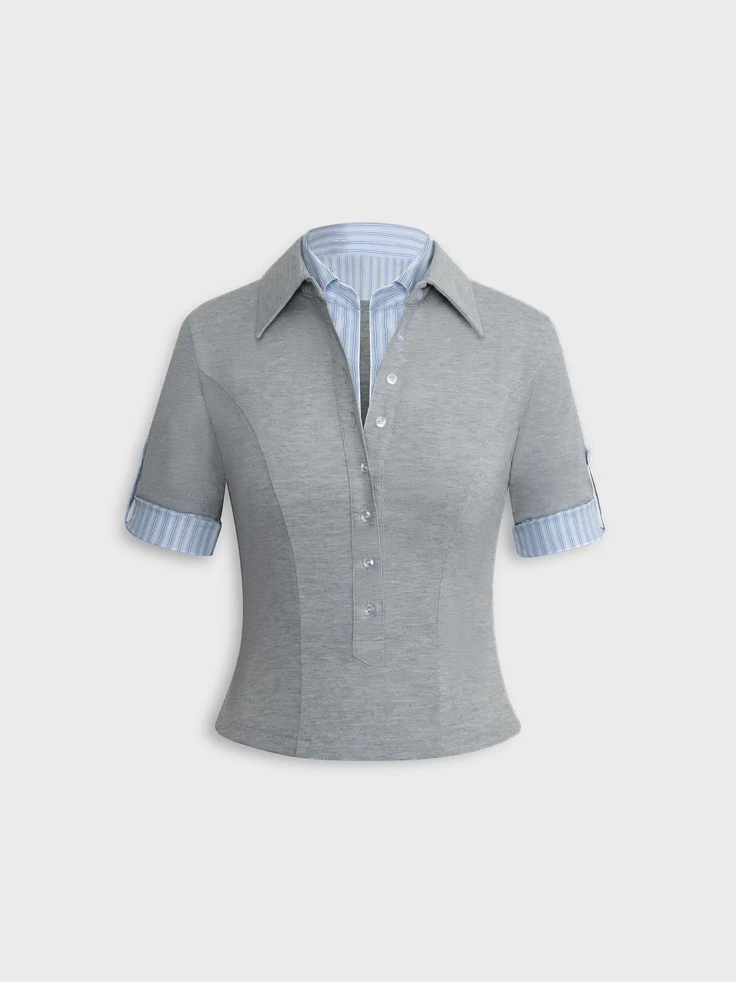 1Jinn Studio Blokette Style Layered Polo Collar Crop Tops | Canton Collective