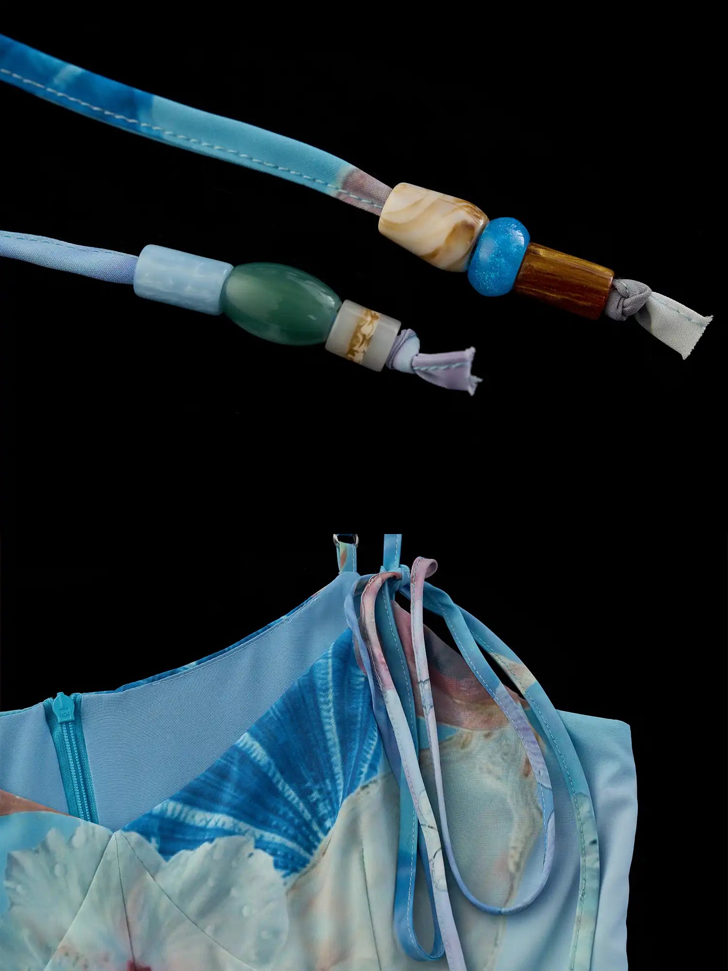 MAMC Blue Ocean Floral Chiffon Midi Slip Dress | Canton Collective