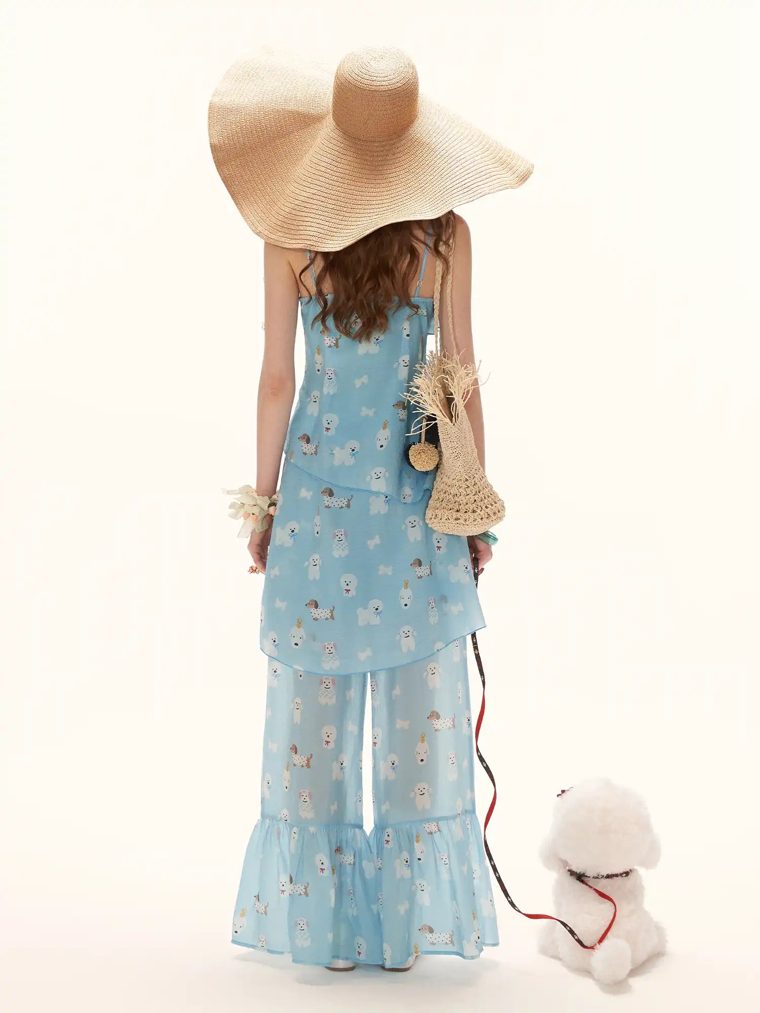 MAMC Blue Puppy Semi Sheer Palazzo Pants | Canton Collective