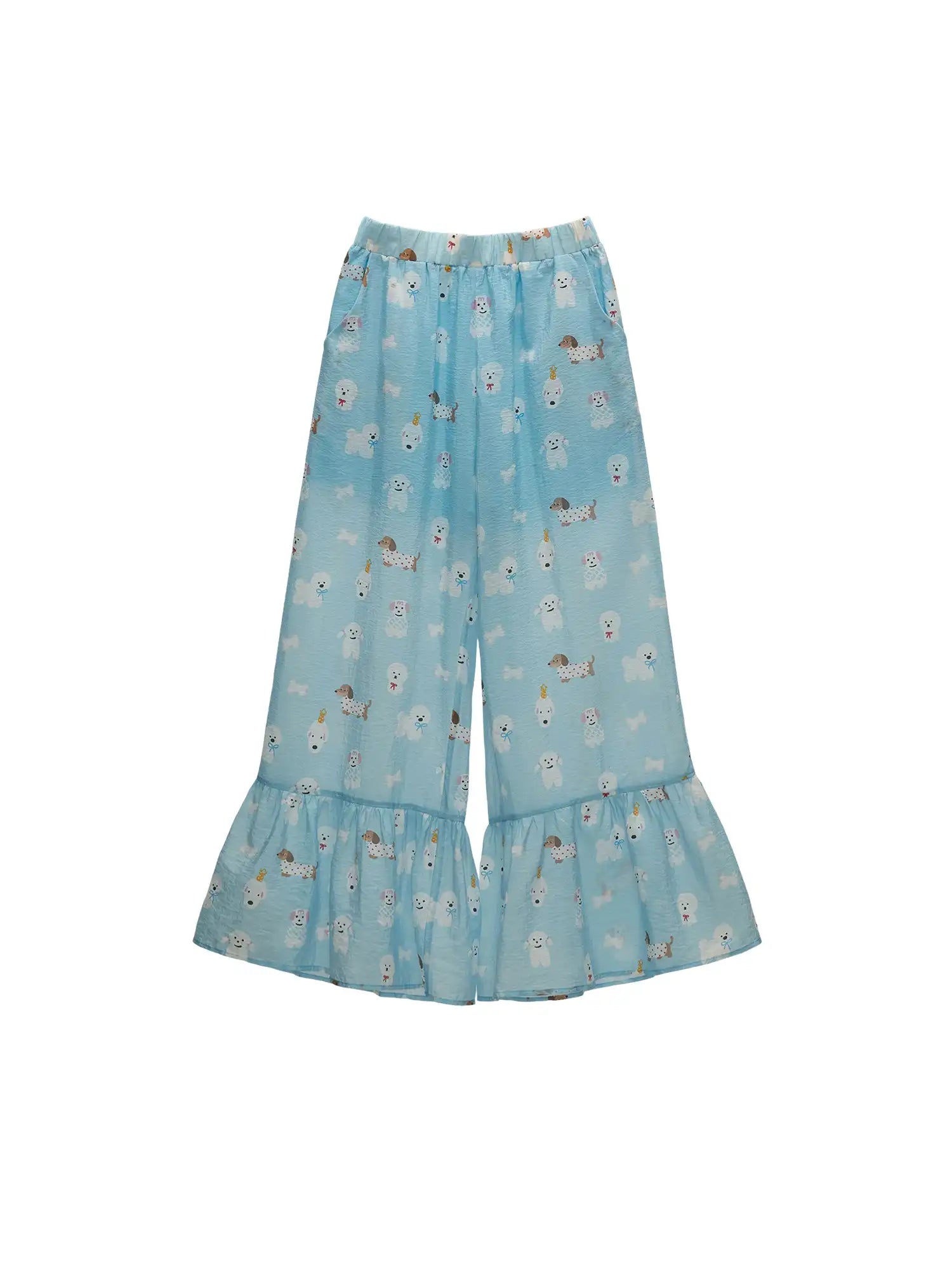 MAMC Blue Puppy Semi Sheer Palazzo Pants | Canton Collective