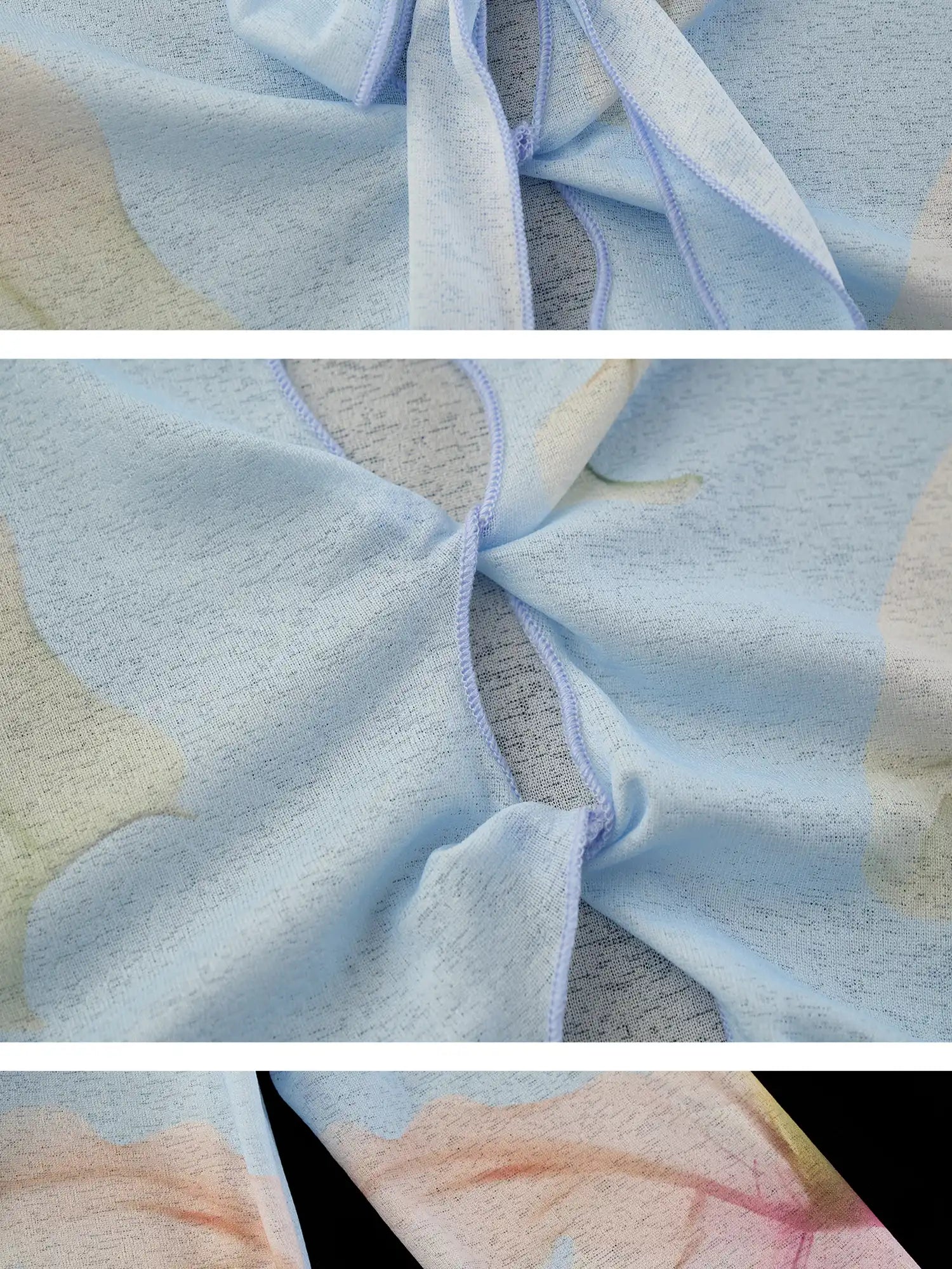 MAMC Blue Watercolor Lily Sheer Tie Front Top | Canton Collective