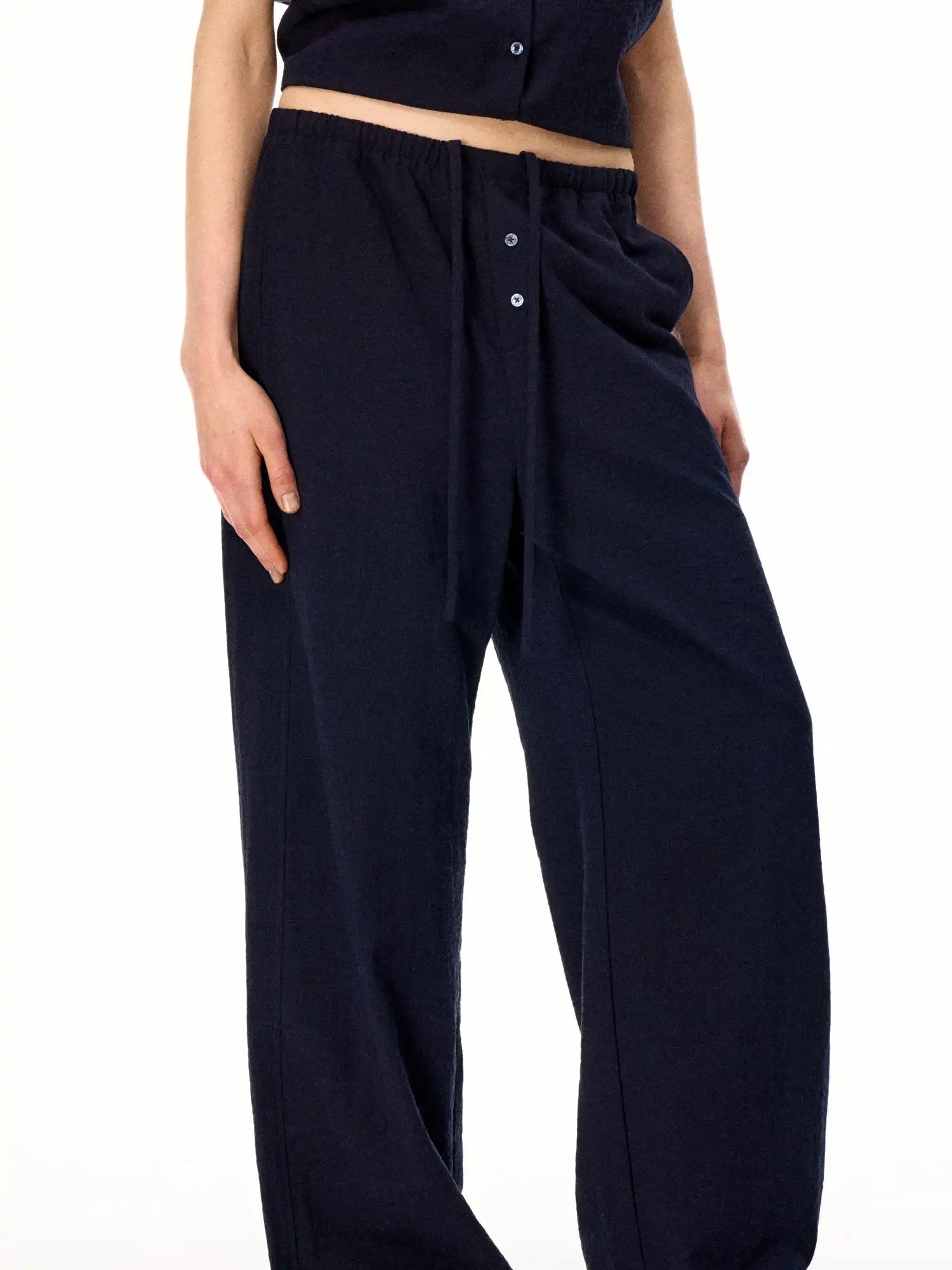 FirstFloor Boho Linen Blend Button Drawstring Resort Baggy Pants | Canton Collective