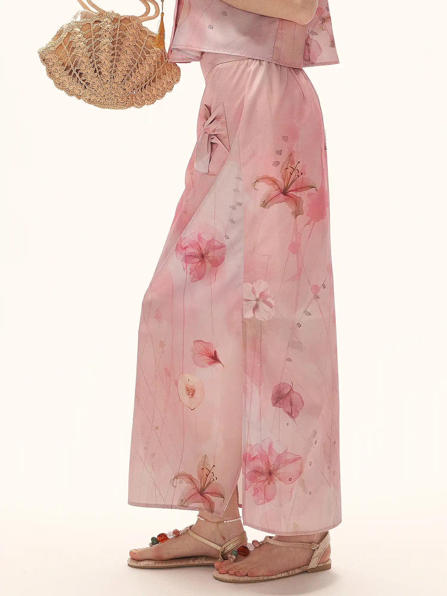 MAMC Bow Knot Pocket Pink Midi Skirt | Canton Collective