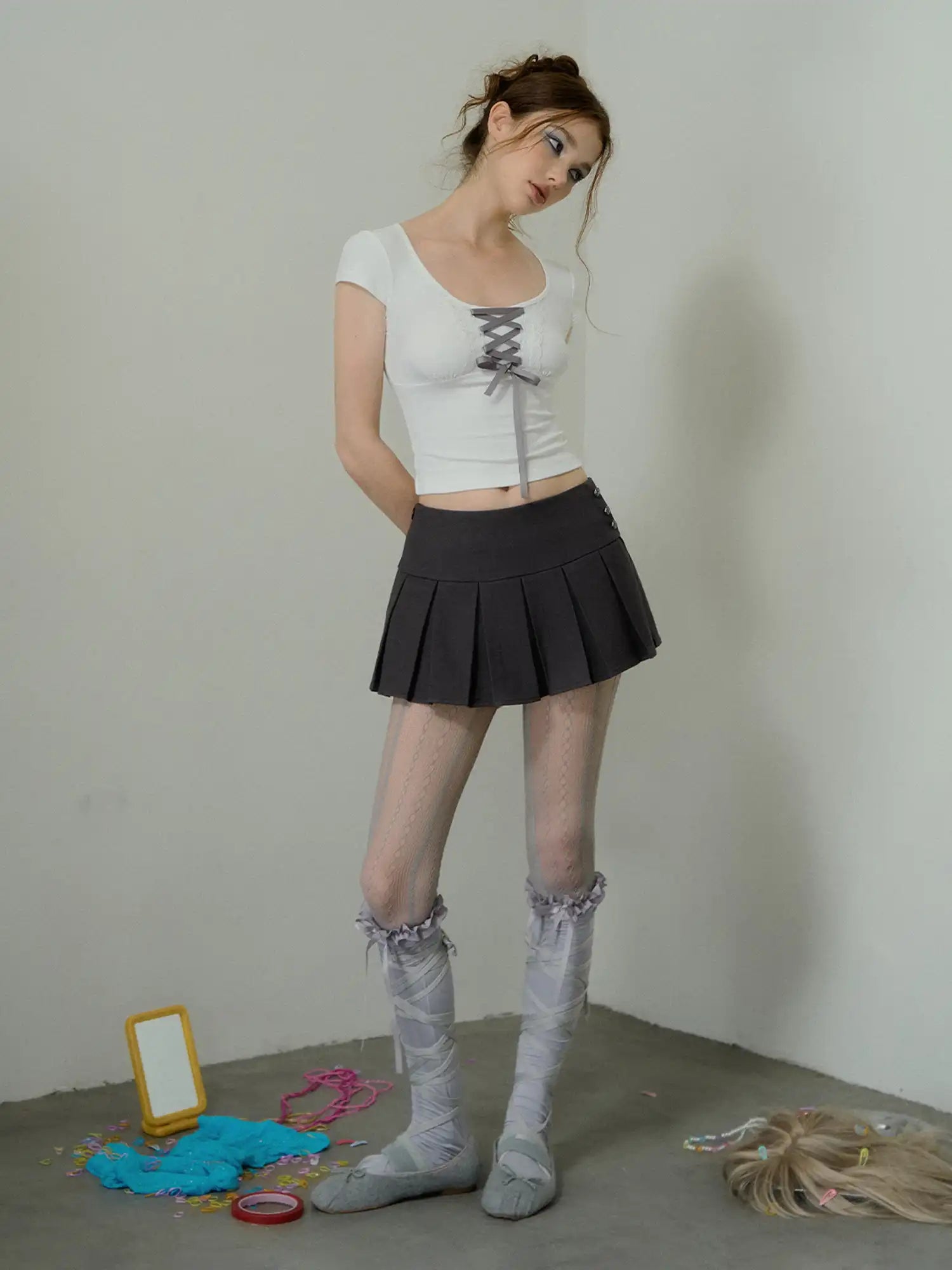 Deleteex Box-Pleated Wool-Blend Mini Skirt | Canton Collective