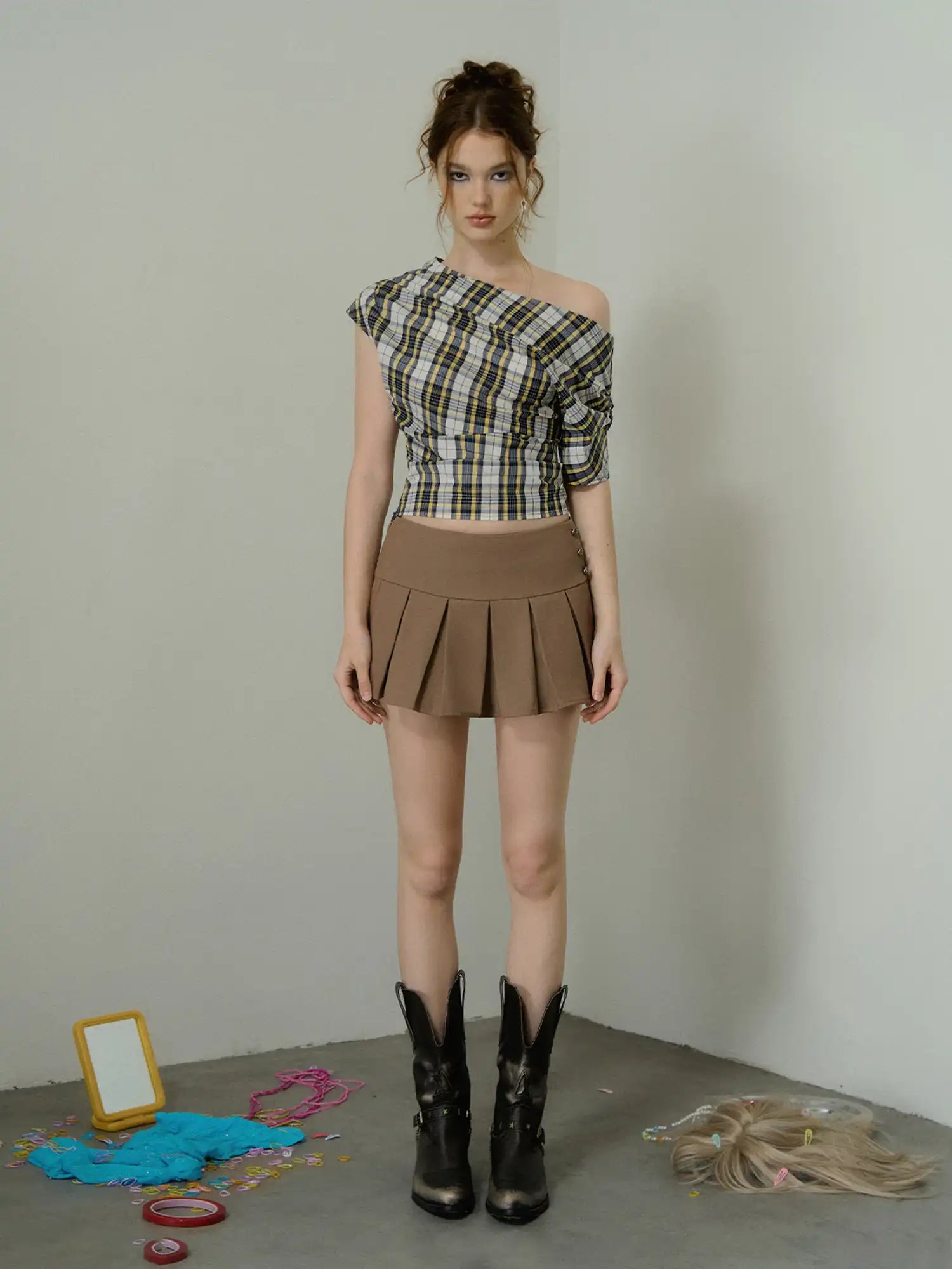 Deleteex Box-Pleated Wool-Blend Mini Skirt | Canton Collective