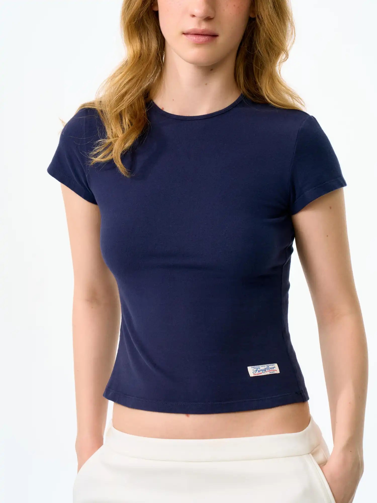 FirstFloor Brushed Cotton Cropped Hourglass Tee | Canton Collective