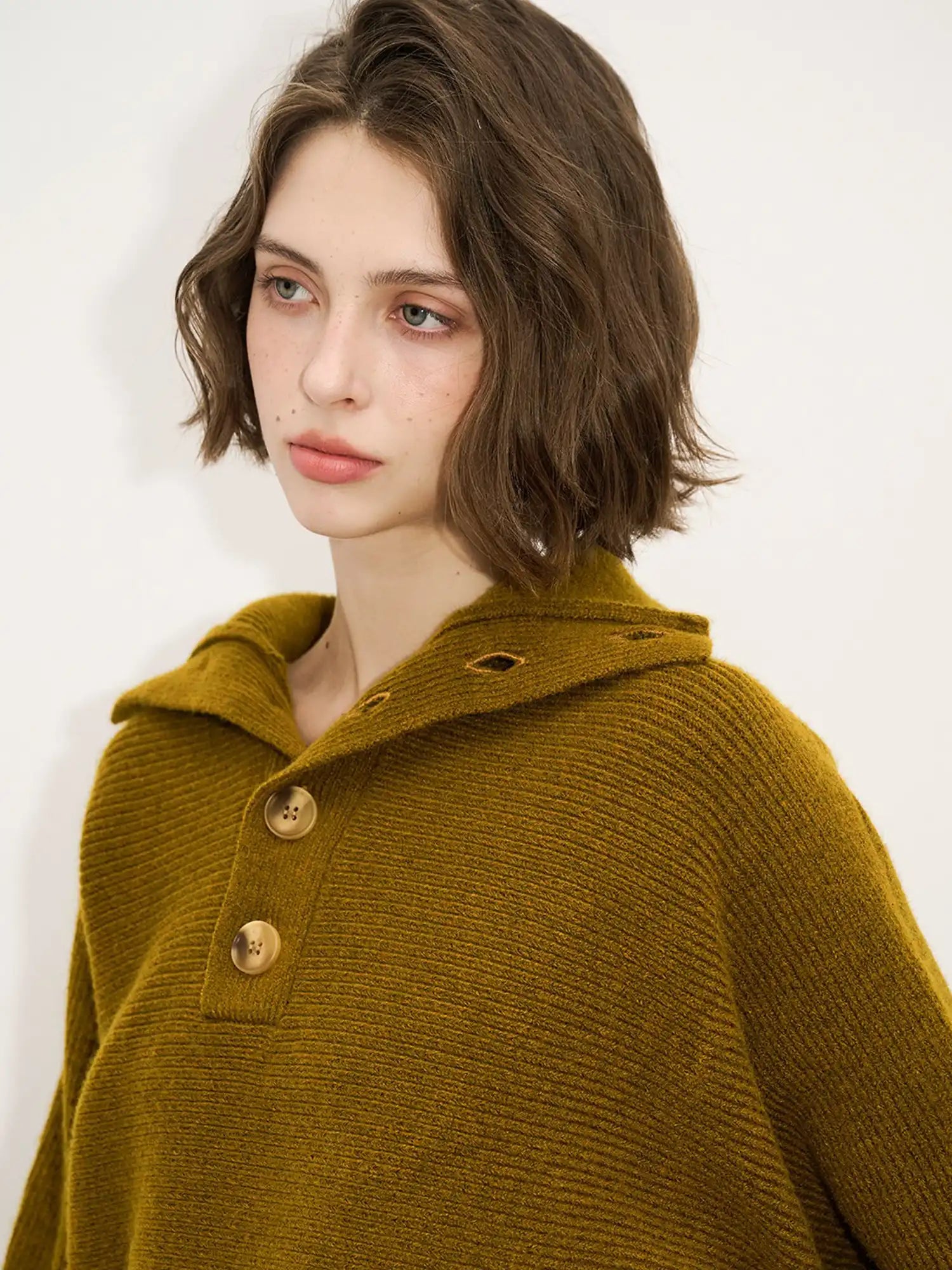 Button Front Oversized Collared Sweater