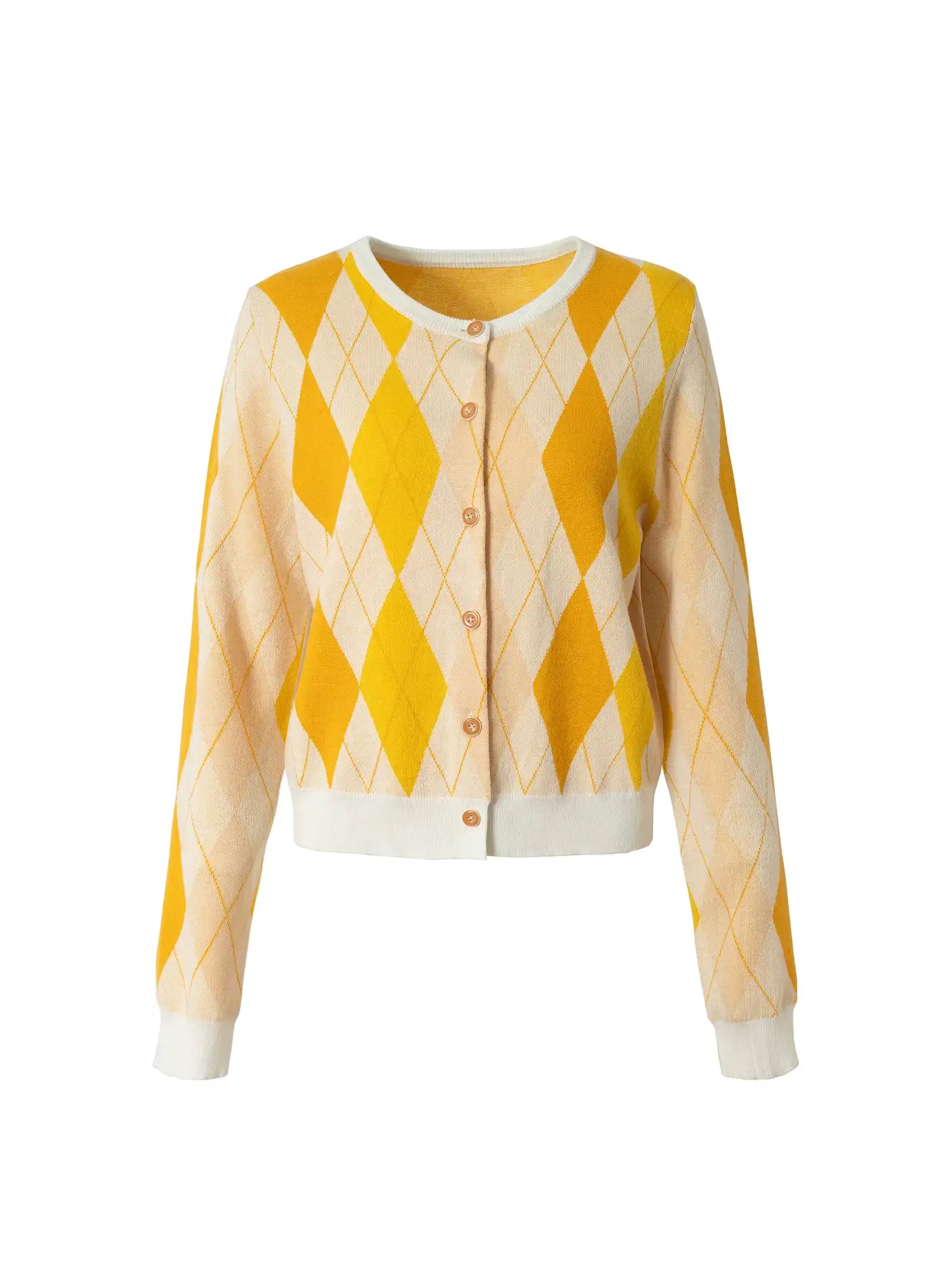 Button Up Argyle Preppy Cardigan