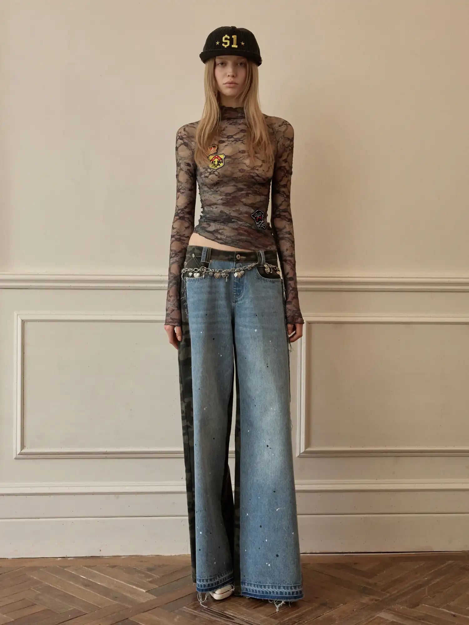 1Jinn Studio Camo Panel Low Rise Y2K Wide Leg Denim | Canton Collective