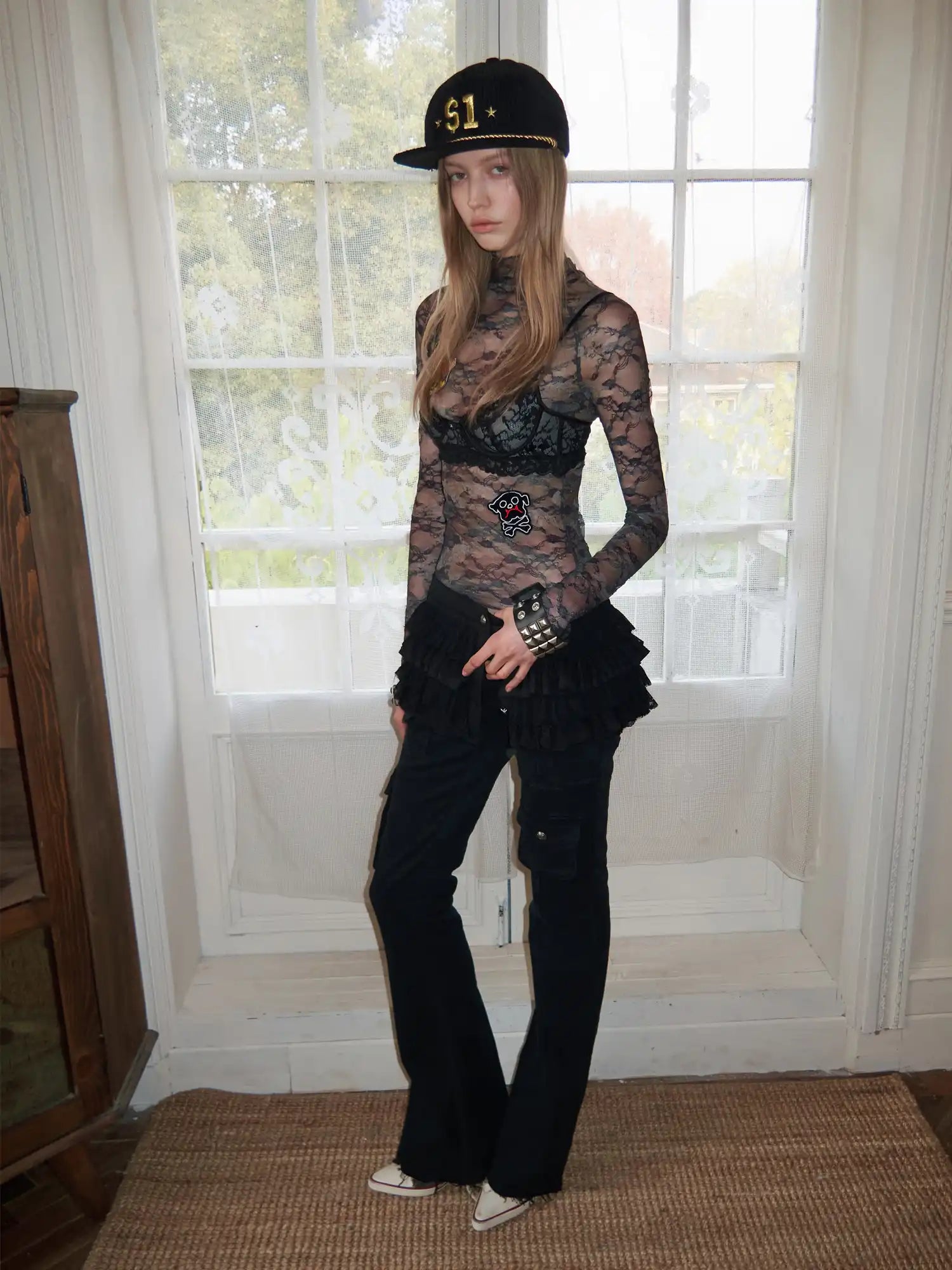 1Jinn Studio Camo Sheer Y2K Mesh Lace Layering Top Long Sleeve | Canton Collective