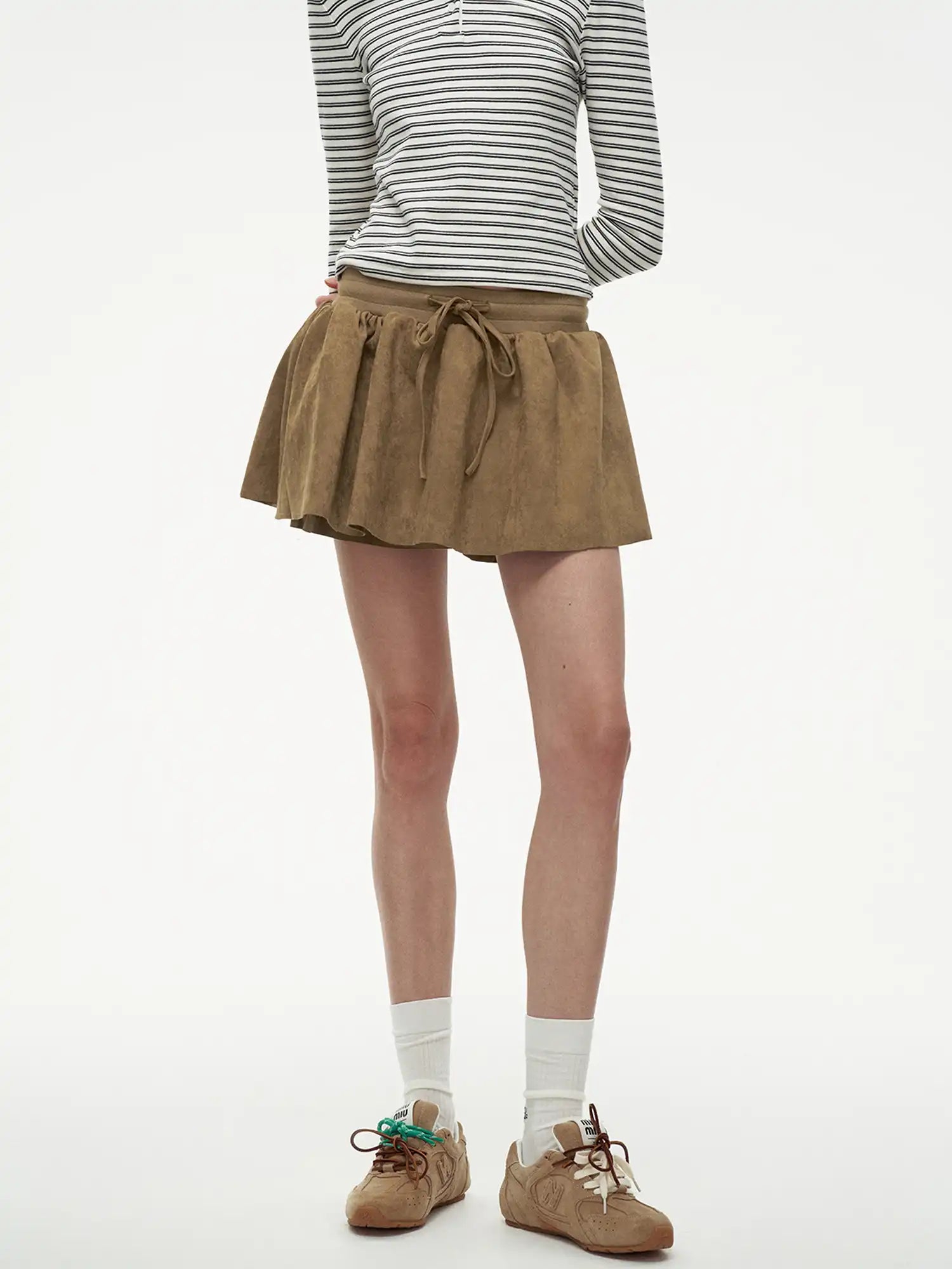 FIRST FLOOR Casual Faux Suede Puff Skirt-Pants | Canton Collective