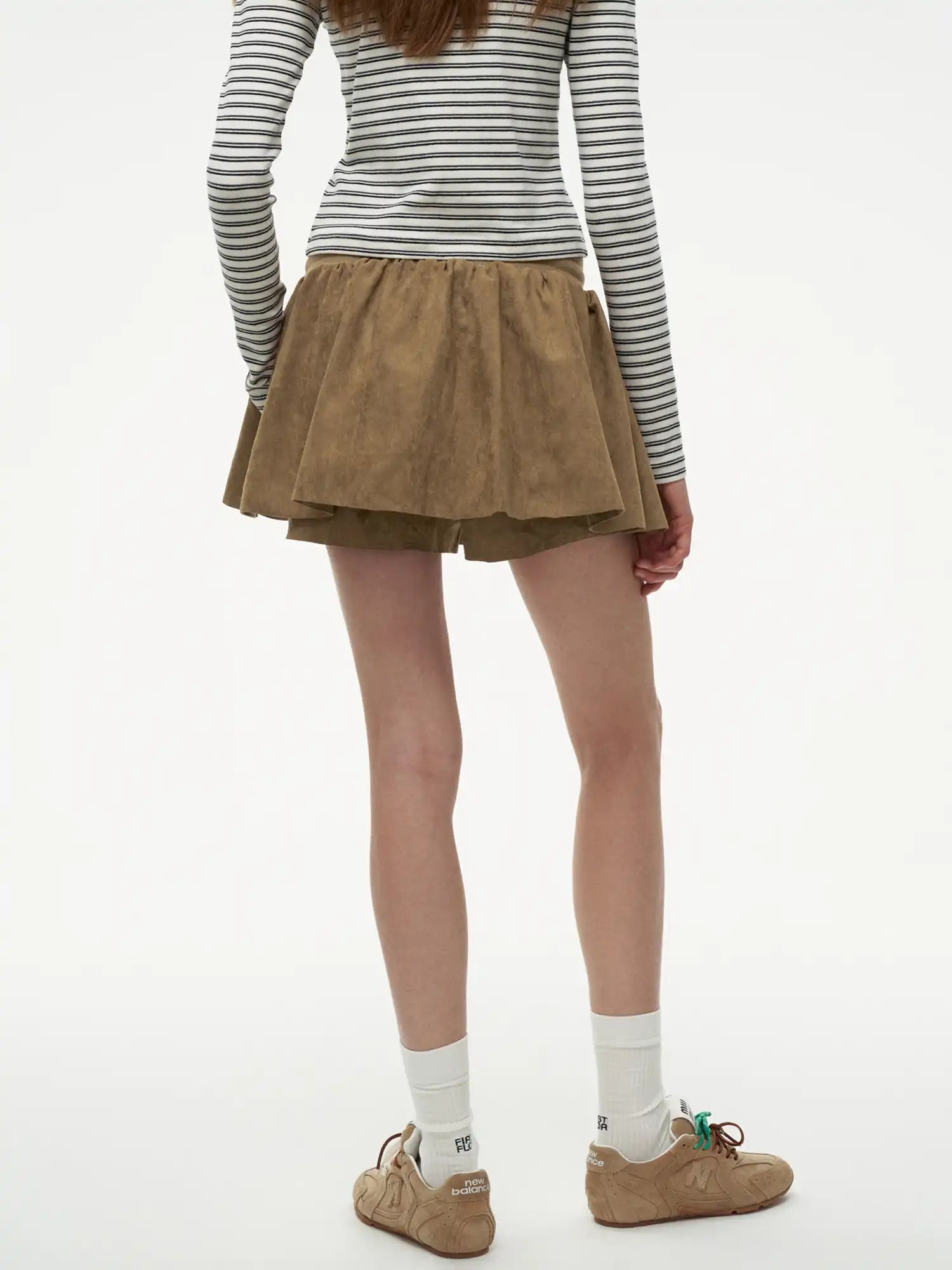 FIRST FLOOR Casual Faux Suede Puff Skirt-Pants | Canton Collective