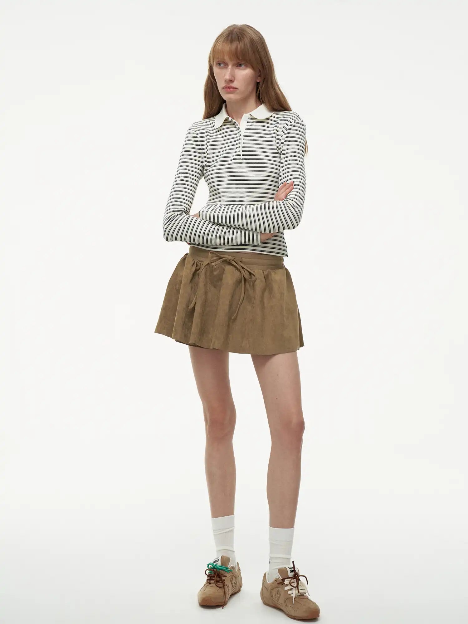 FIRST FLOOR Casual Faux Suede Puff Skirt-Pants | Canton Collective